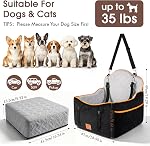GINMIC Dog Car Seats for Small Medium Dogs up to 35 lbs – Dog Booster Car Seat with 5.3-Inch Memory Foam, Dual Safety Leashes, Detachable Washable Cover & Storage Pockets, Soft Travel Dogs Bed (Black)