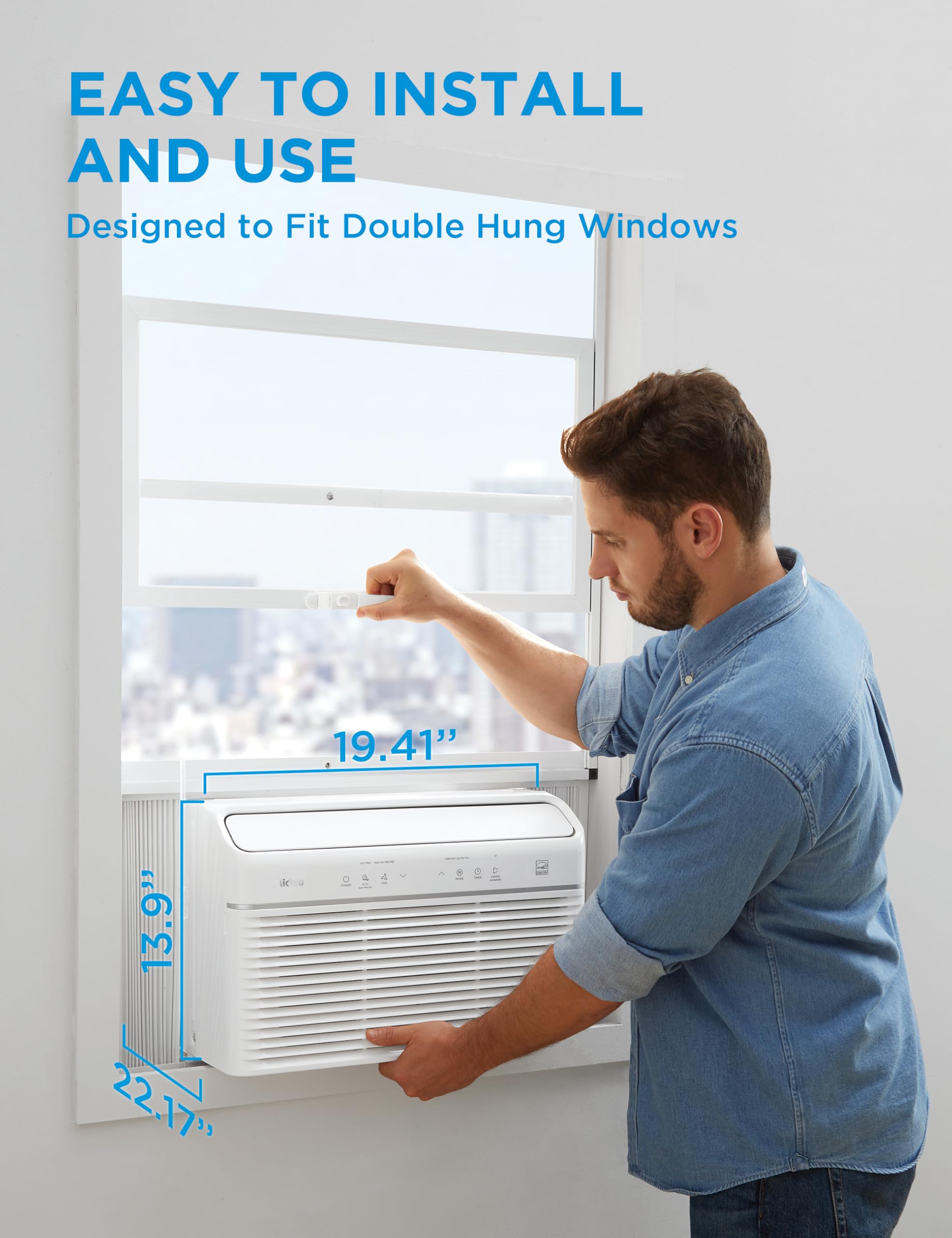 Condition photo showing New/Like New for midea inverter window air conditioner with heat  quiet window ac unit and heat combo with dehumidifier  cools up to 550 sq. ft.  energy star rated, smart control, remote, 12,000 btu