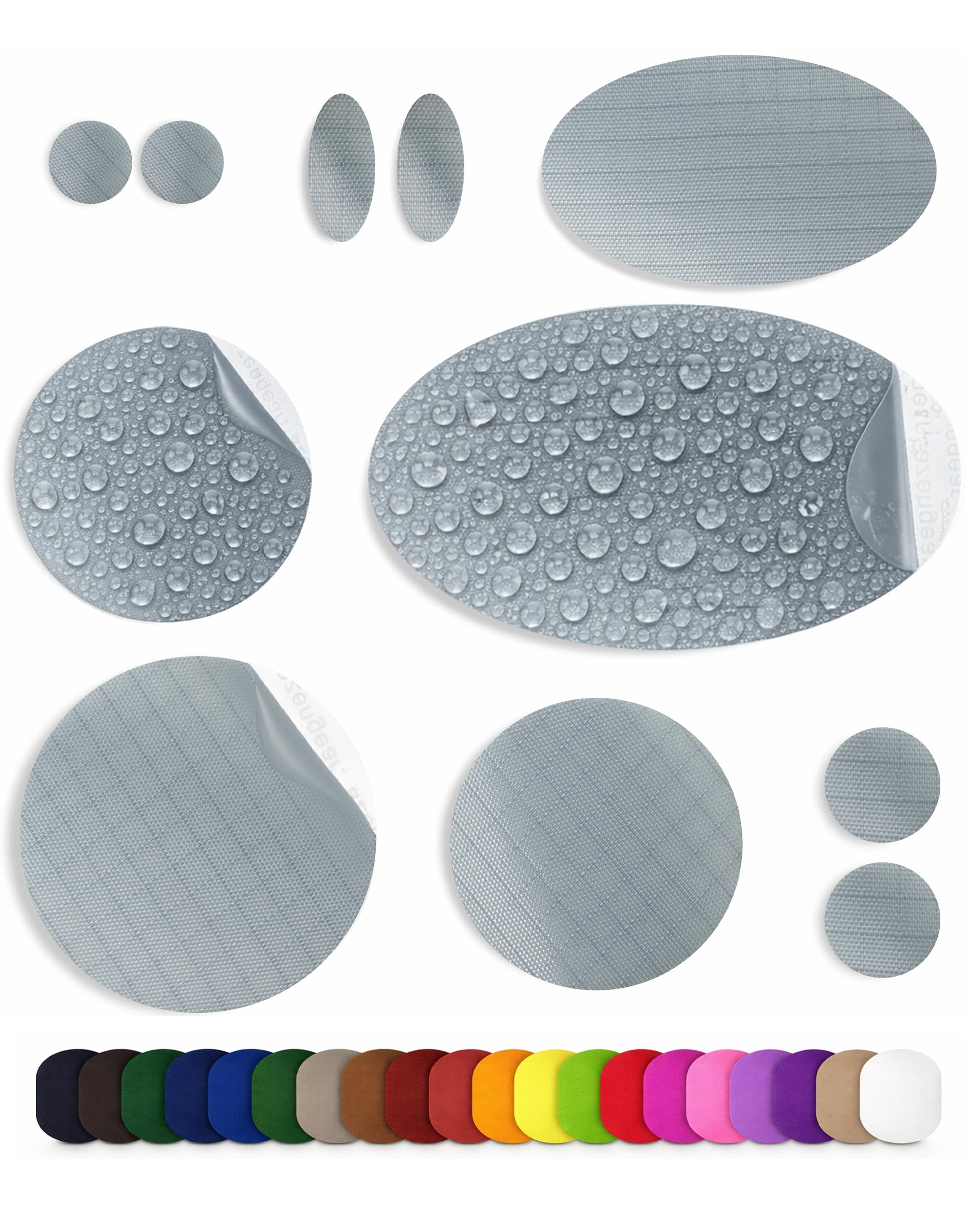 aZengear Reparaturflicken (30+ Farben) für Daunenjacken, Steppjacken, Zelte, Schuhe und Polster, selbstklebend, wasserdicht, reißfest sowie kälte- und hitzebeständig (11 Stück, Silber)
