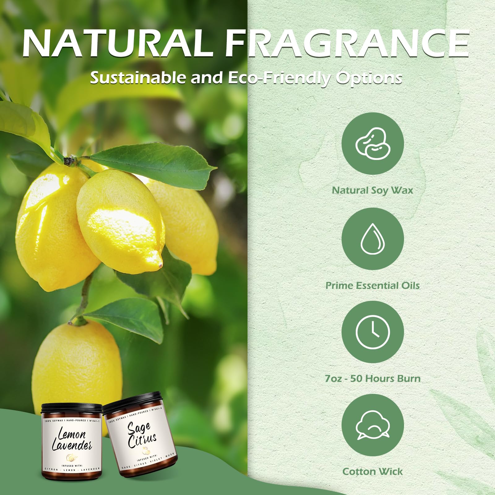 Duftkerzen-Set | Duftkerze für Zuhause – 4 Stück Kerzengeschenke, Sojakerzen für Zuhause – Aromatherapie-Geschenk von Minze, Eukalyptus, Zitrone, Lavendel, Salbei, Zitrus, Vetiver Moschus