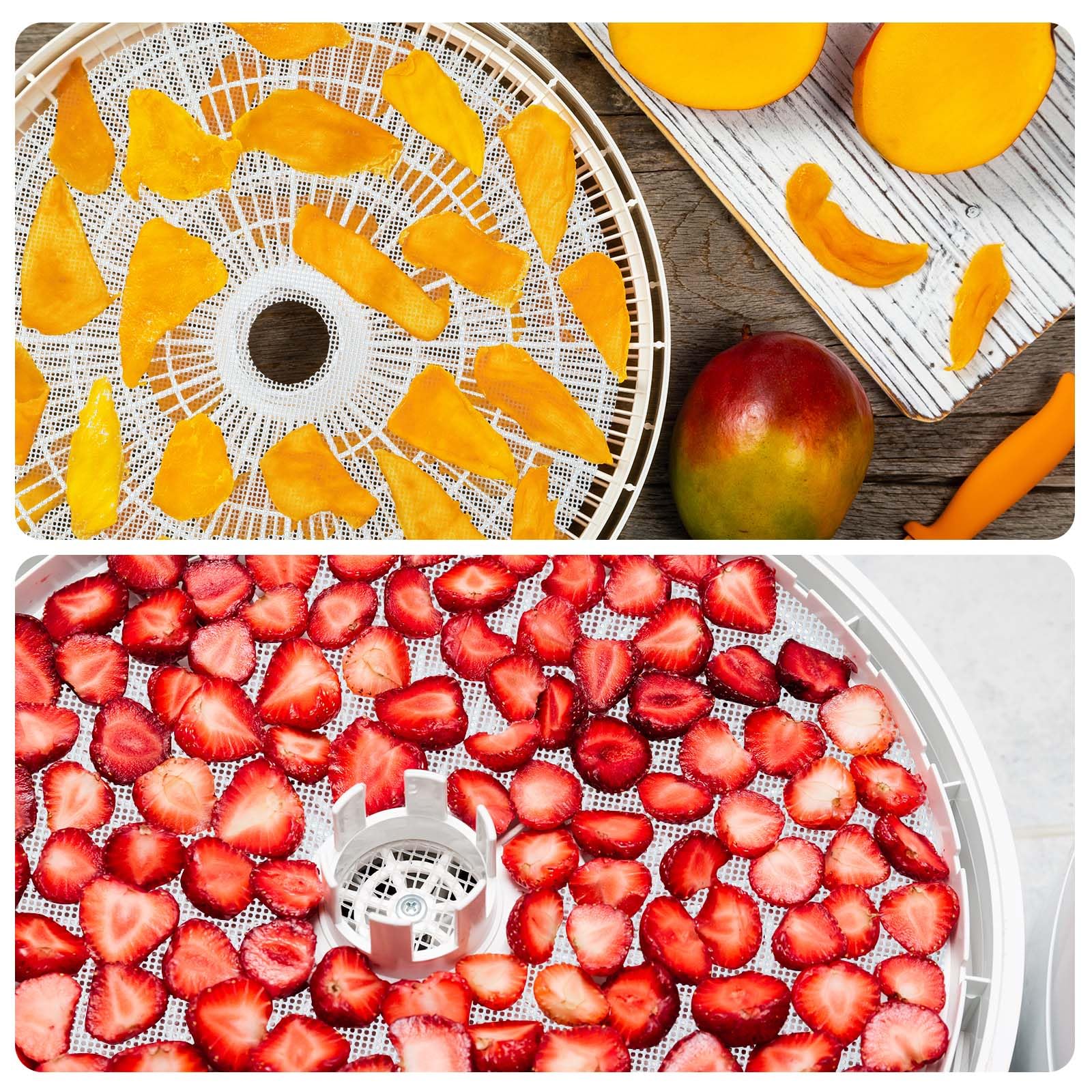 12 hojas deshidratadoras redondas antiadherentes de silicona con bordes, bandeja enrollable reutilizable para frutas, carne, carne de res, cocina, 13 12.5 pulgadas de diámetro 6