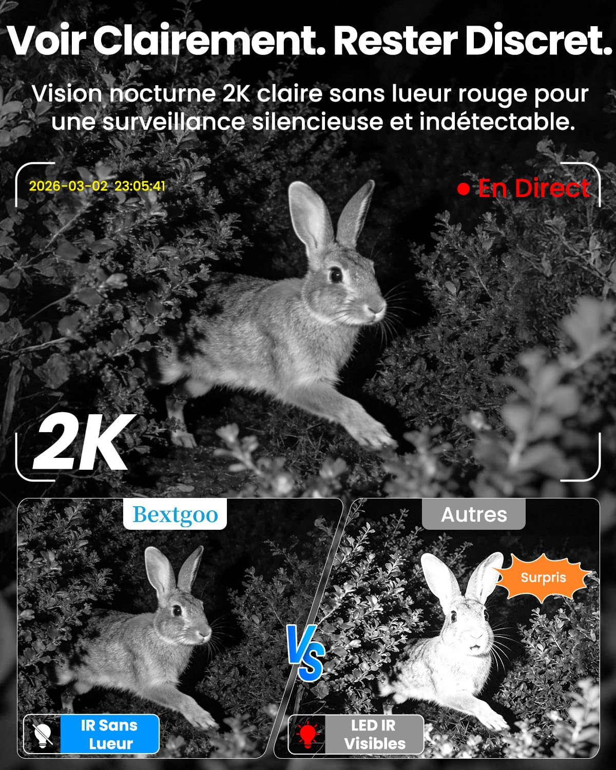 Bextgoo 4G LTE Camera de Surveillance sans Internet, 2K Camera Carte SIM