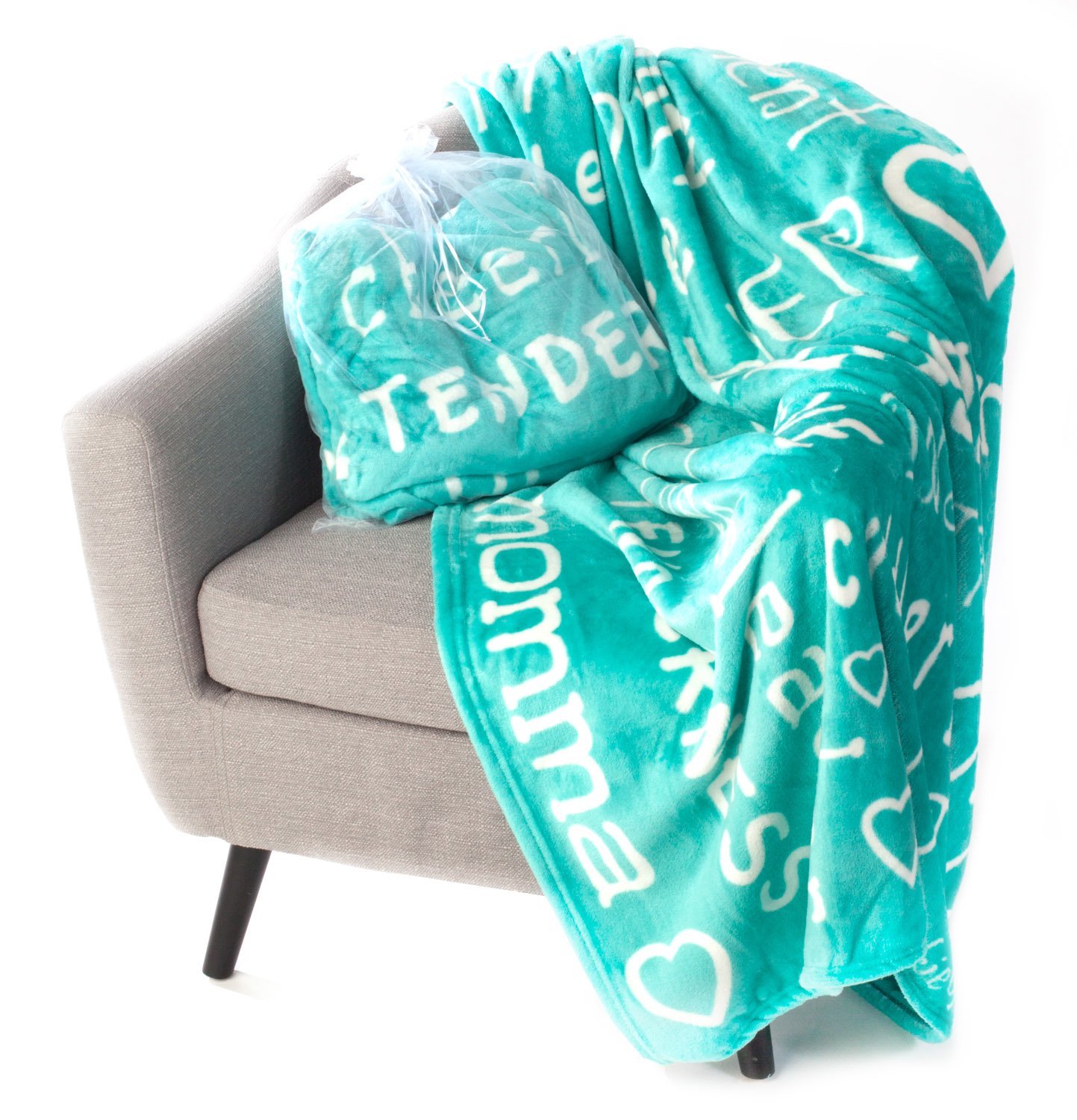Blankiegram Mother Throw Blanket for Loving, Kind & Inspiring Moms The Perfect Caring Gift (Teal), 50" x 60"