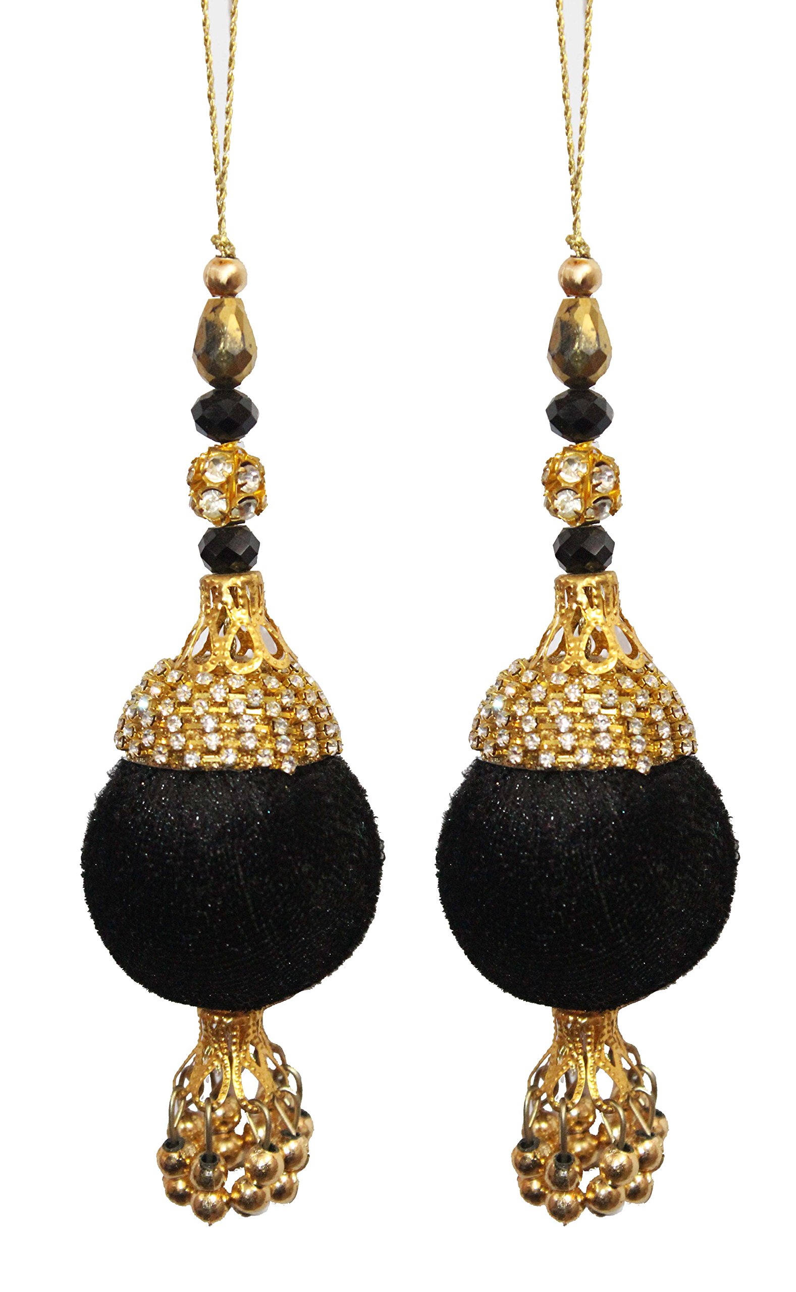 STAR CRAETION Women's Velvet Round Nag-Chain Latkan/Tassel Finished with Emerald Velvet Fabric (ISC_002 _Red & Gold_ Free Size)