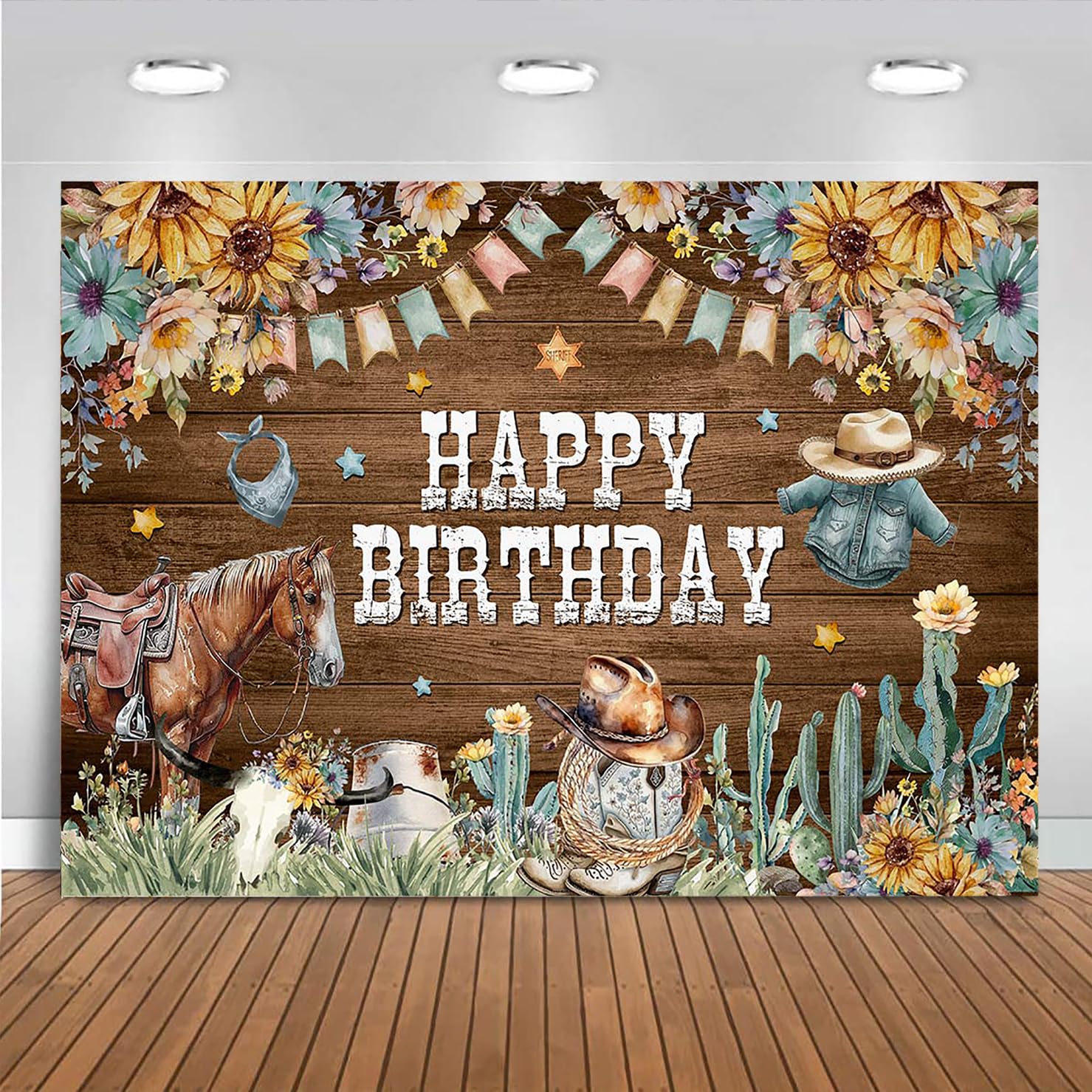 Mocsicka 7x5ft Western Backdrop for Photoshoot Cowboy Rodeo Birthday Party Decorations Wild West Rustic Barn Theme Background for Kids Adults Birthday
