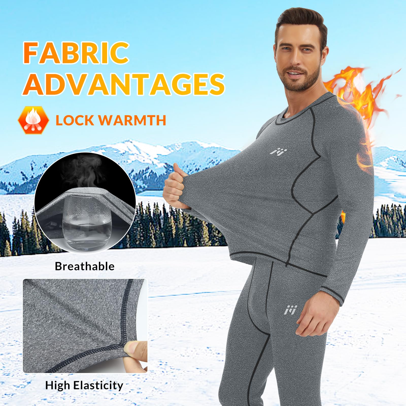 MEETYOO Thermounterwäsche Herren 1/3Pack, Funktionsunterwäsche Skiunterwäsche Winter Thermowäsche Set Thermo Unterwäsche Warm Weich Atmungsaktiv für Männer Sport