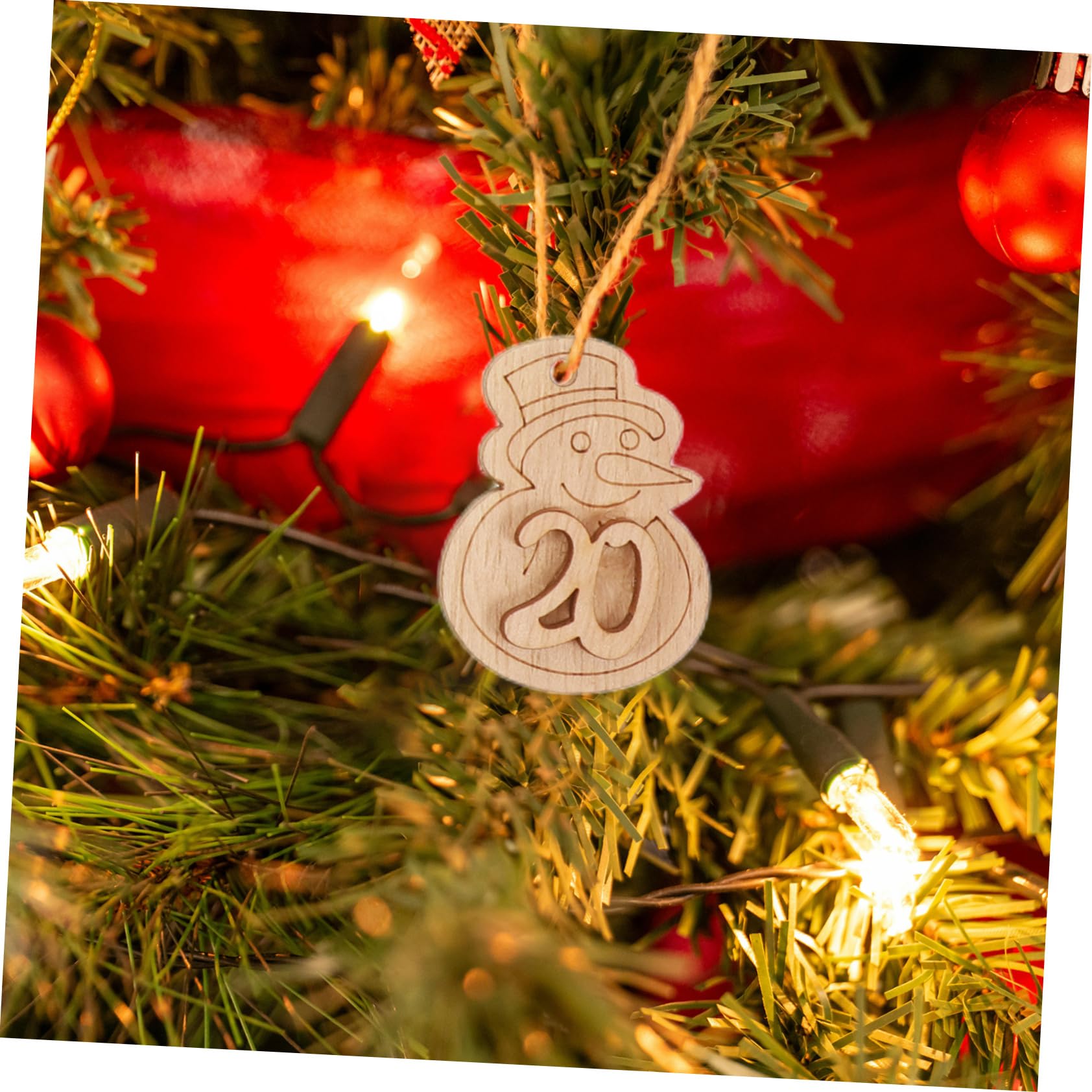 Anneome 24pezzi Addobbi Natalizi Da Appendere in Legno Con Sacchetti Numerati Per Calendario Avvento Decorazioni Rustiche Per Albero Di Natale Per Porte Finestre e Ambienti Festivi