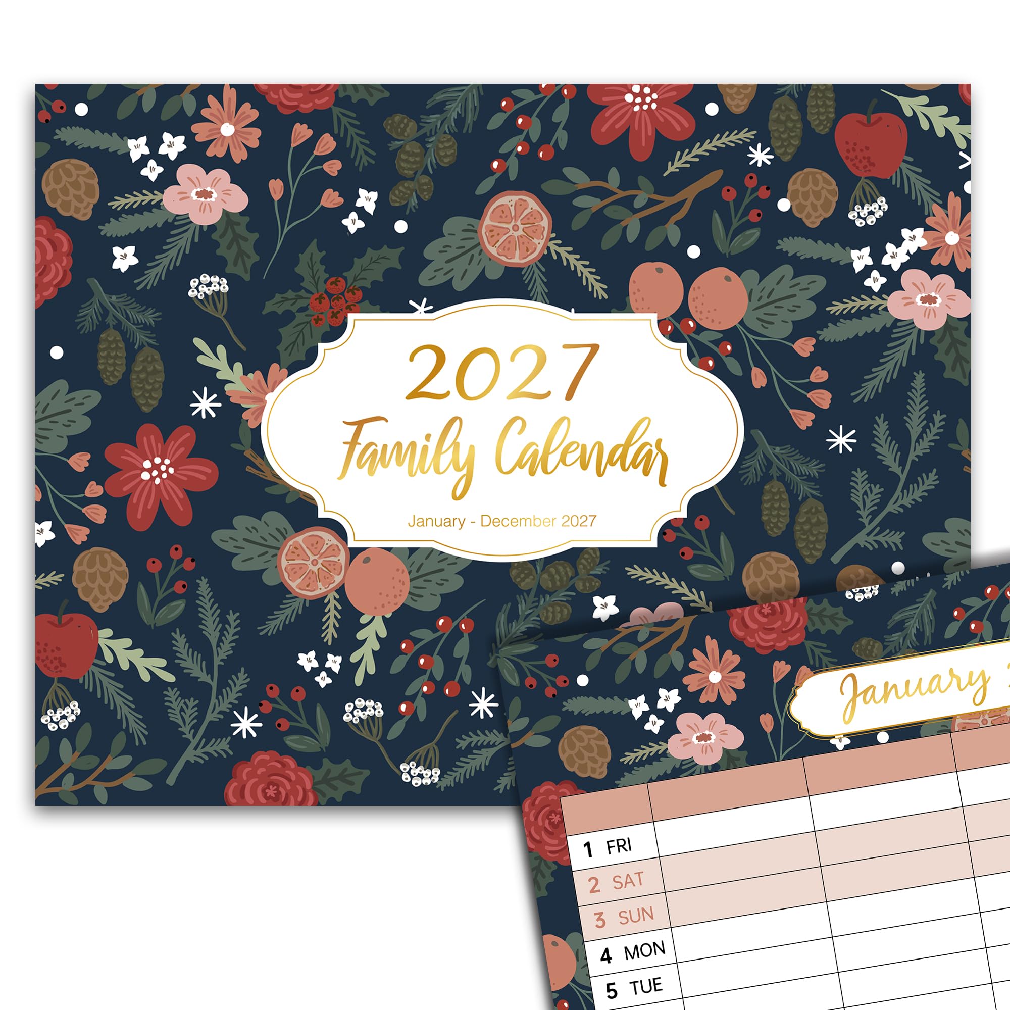 Family Calendar 2027 UK 5 Column Family Planner Wall Organiser for Families