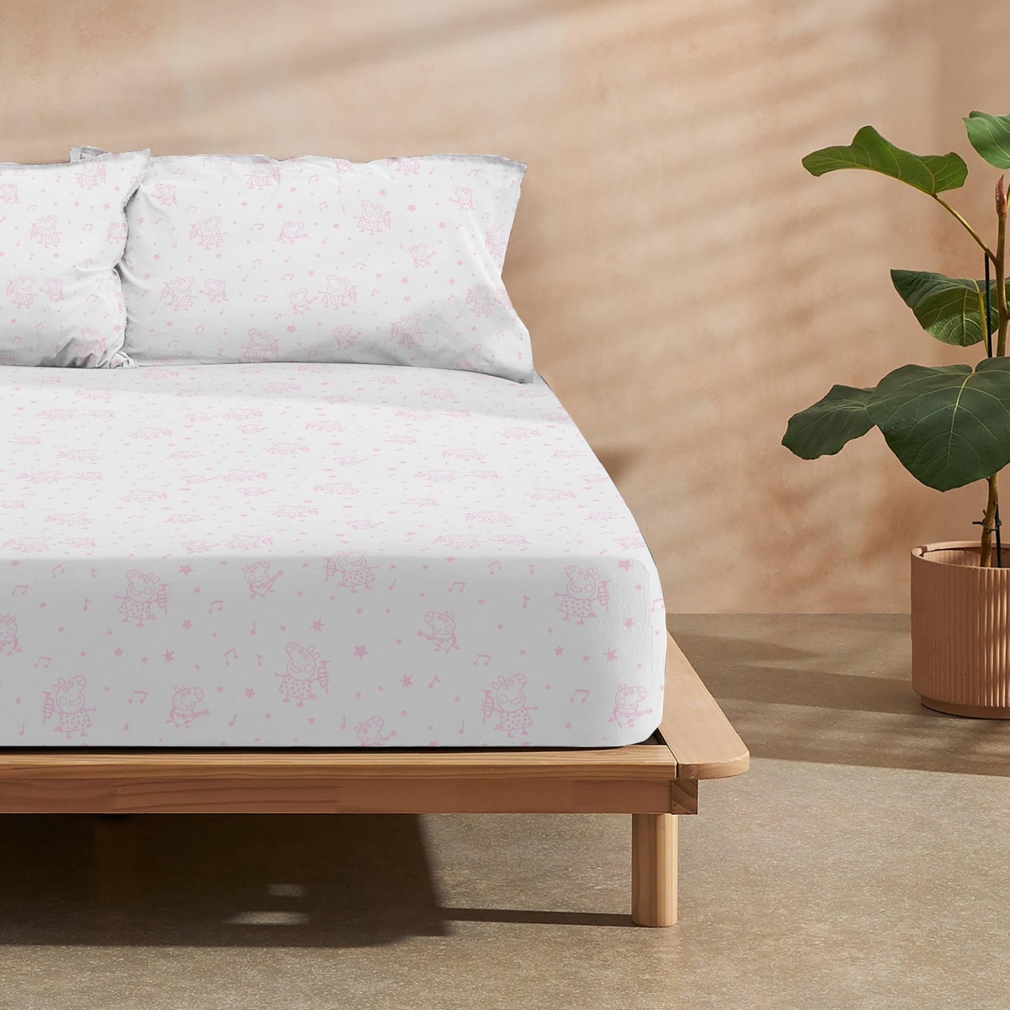BELUM | Bajera Peppa Pig 100% algodón para Cama de 105, Bajera Ajustable Muticolor, Bajera de algodón Suave, Bajera Ajustable Elastica