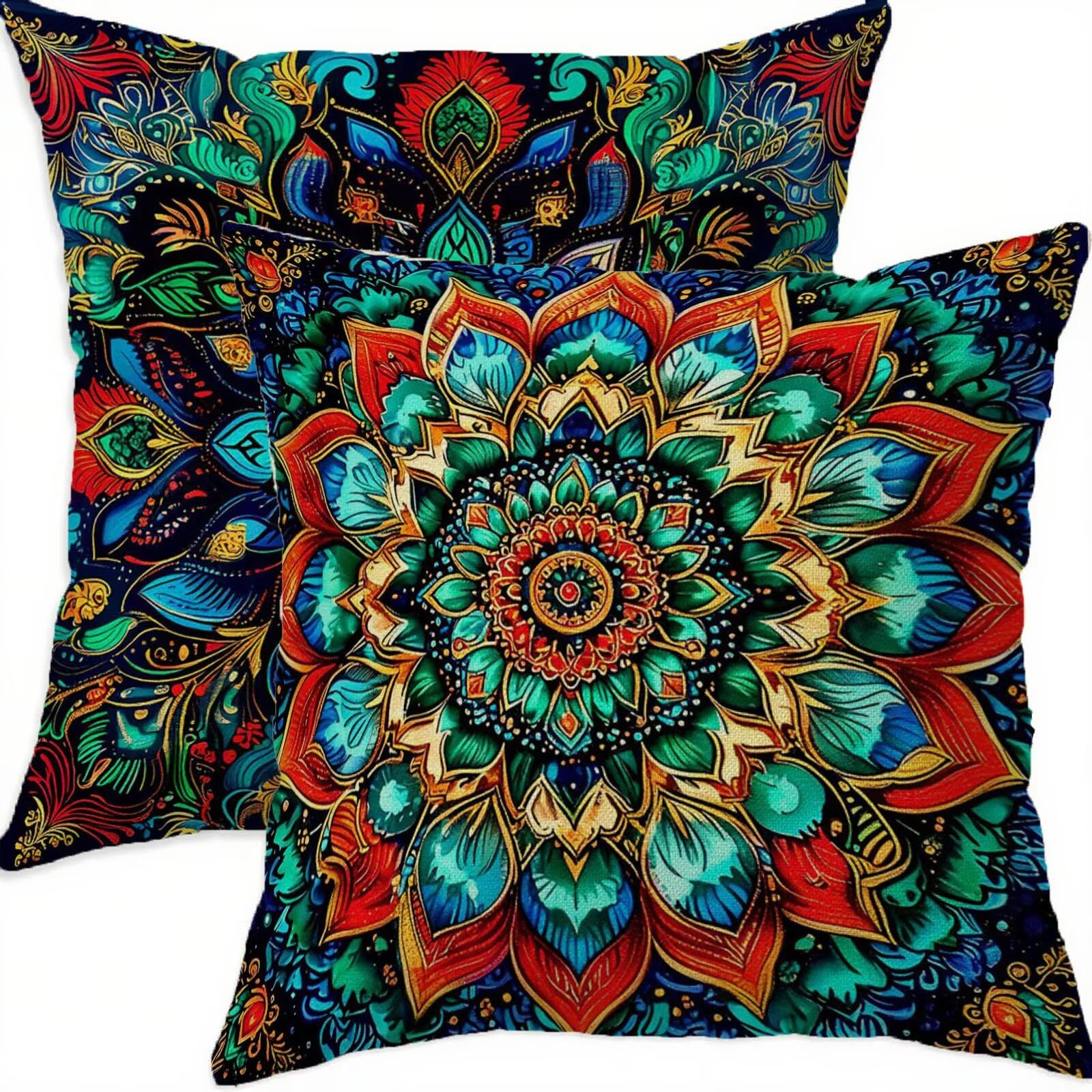 Housse coussin 70x70cm bohémie cadeau femme idéal pour terrasse