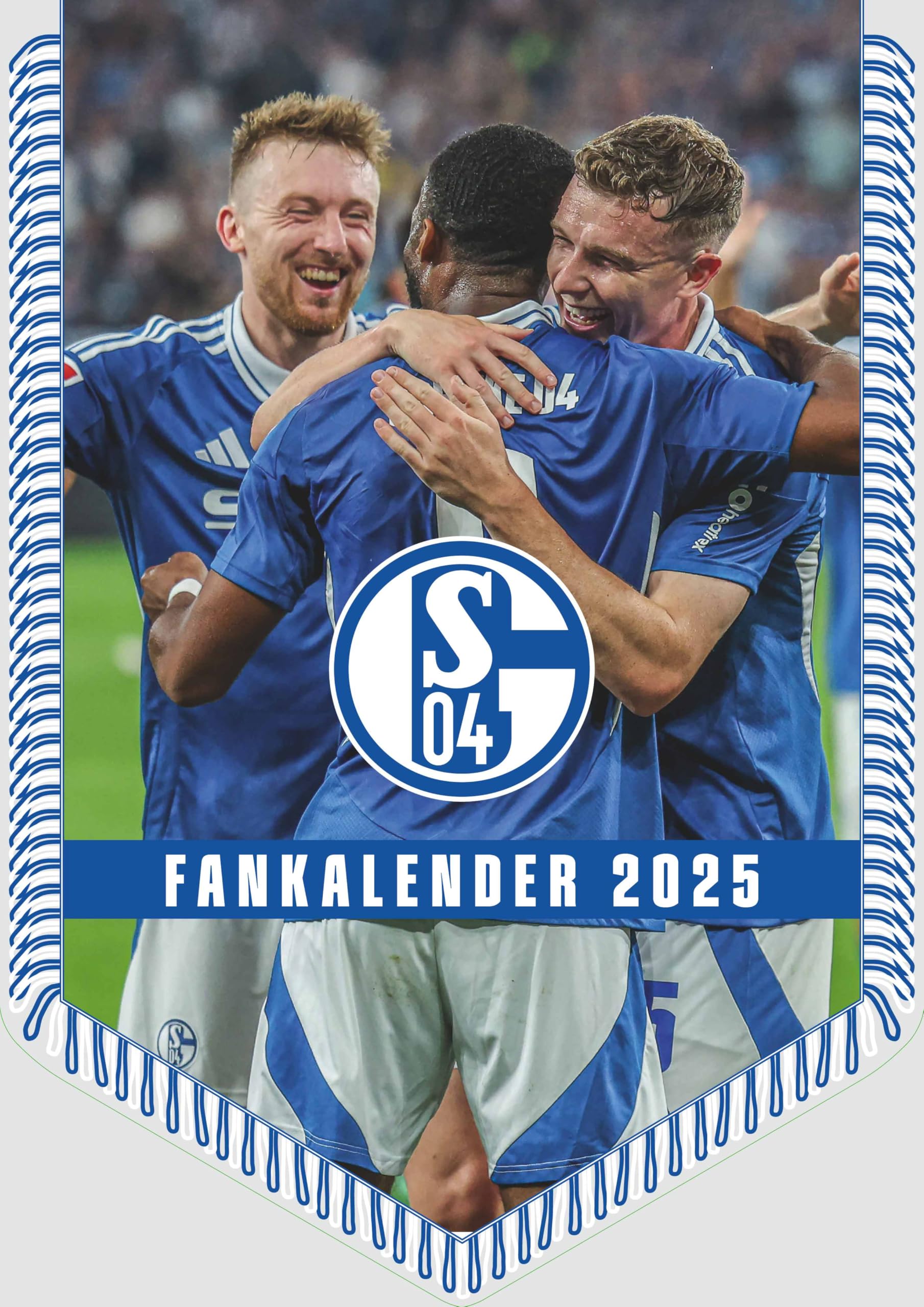 N NEUMANNVERLAGE - FC Schalke 04 2025 Banner Calendar, 29.7 x 42 cm, Football Calendar with Stars Motifs, Fan Calendar with Football Highlights, Spiral Bound and German Calendar