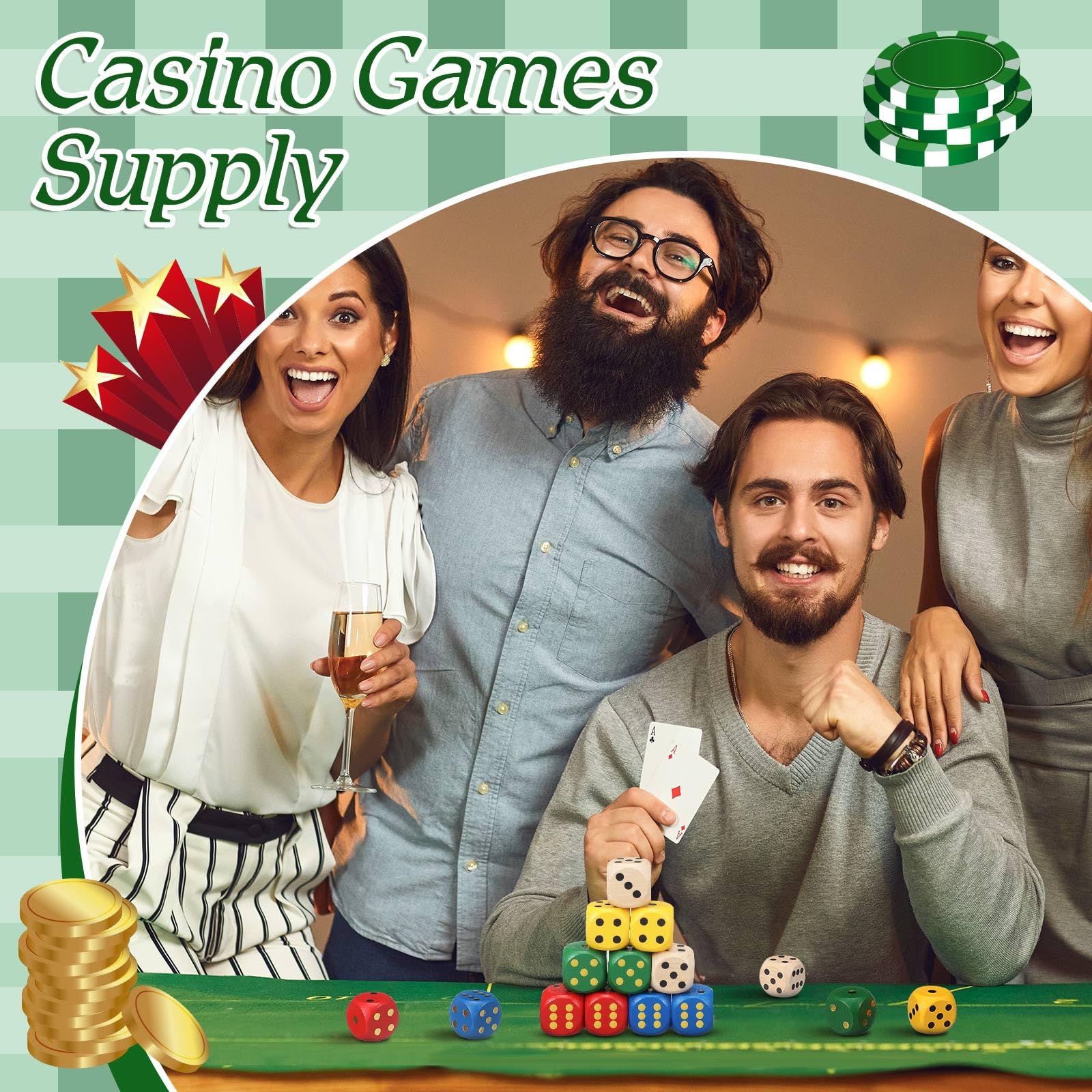 Poen Juego de 10 dados de madera de 30 mm, D6, grandes, gigantes, de 6 caras, a granel con números del 1 al 6, dados redondos para juegos de mesa, recuerdos de fiesta (multicolor)