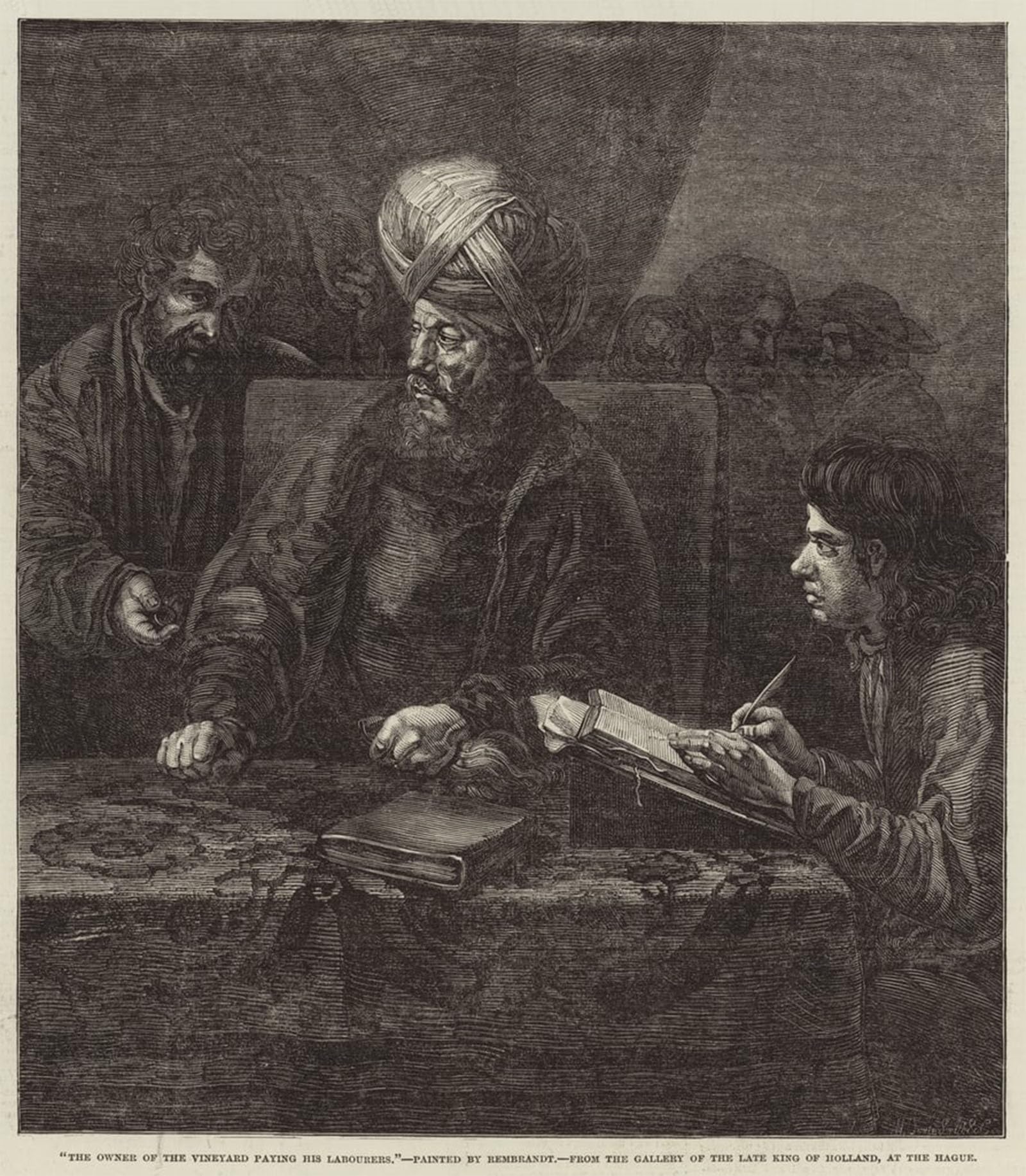 SERENDIPITP Vintage Picture Print on Canvas Wall Art Poster The owner of the vineyard paying his labourers by Rembrandt van Rijn Artwork Print Poster for Wall Decor 60x90cm