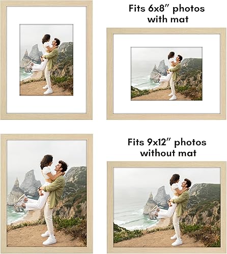 Vista 409 de Americanflat Portarretratos de 8 x 12 pulgadas con plexiglás pulido, juego de 2 portarretratos de 6 x 8 pulgadas con paspartú o para fotos de 8 x 12