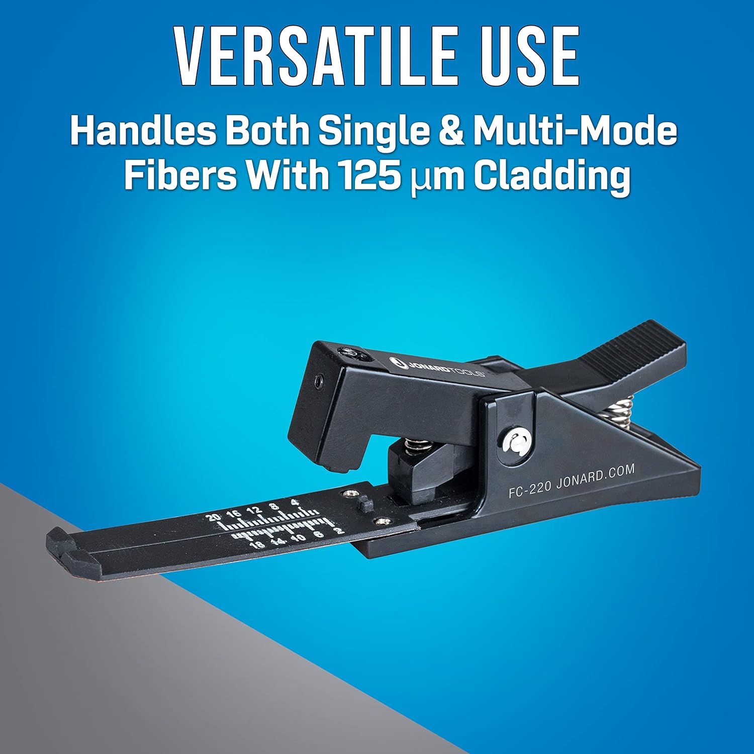 Jonard Tools FC-220 Fiber Cleaver- Precision Cleaving Tool for 250 µm & 900 µm Fibers, Carbide Blade (6,000 Cleaves), Accurate 2–20 mm Lengths, Single & Multi-Mode Compatible