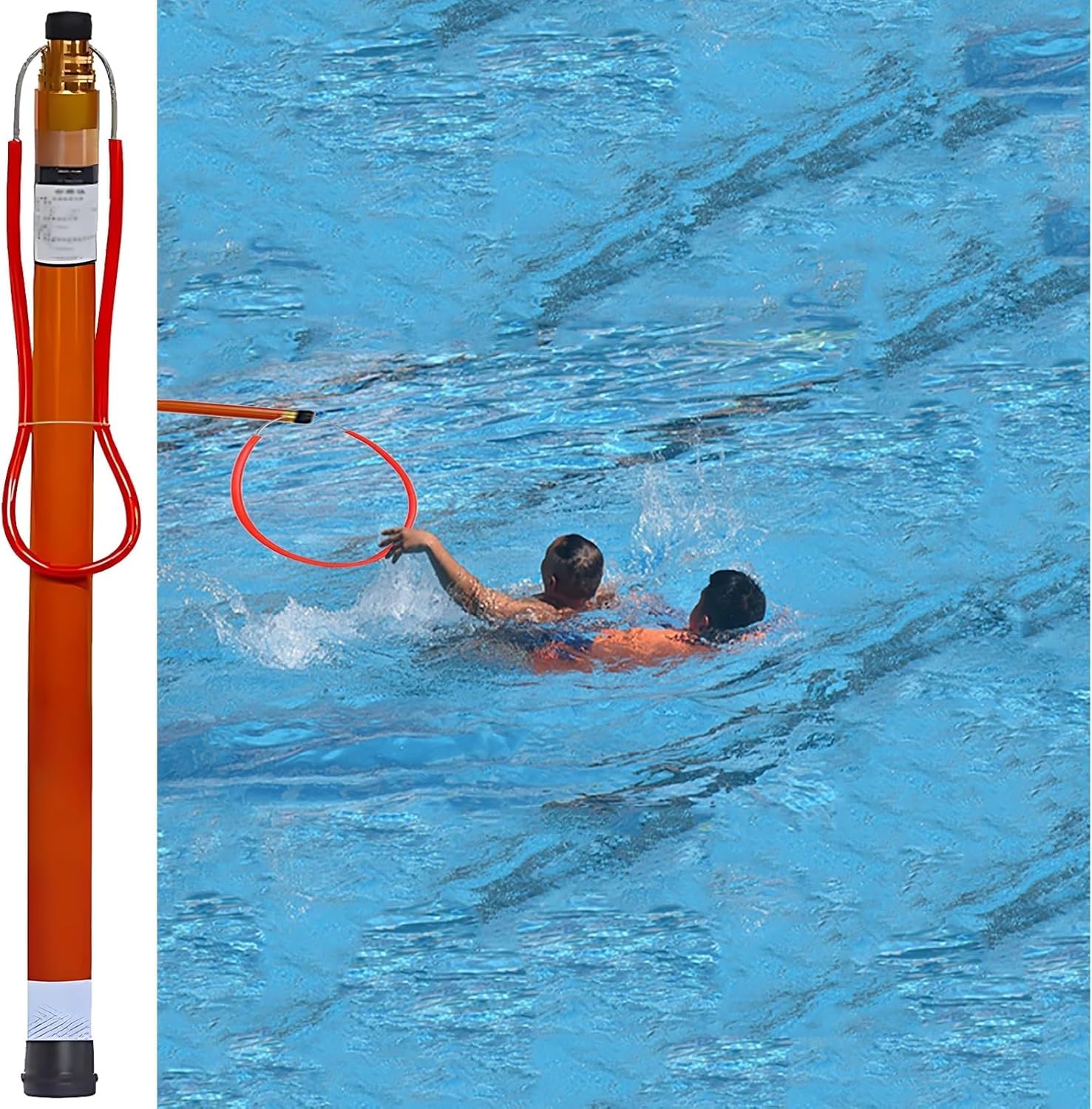 Pértiga de Rescate telescópica Ajustable para Piscinas, Playas, Yates y Parques acuáticos - Gancho de Seguridad de 1,2 m a 4,5 m | Equipo de Salvamento para situaciones de Emergencia