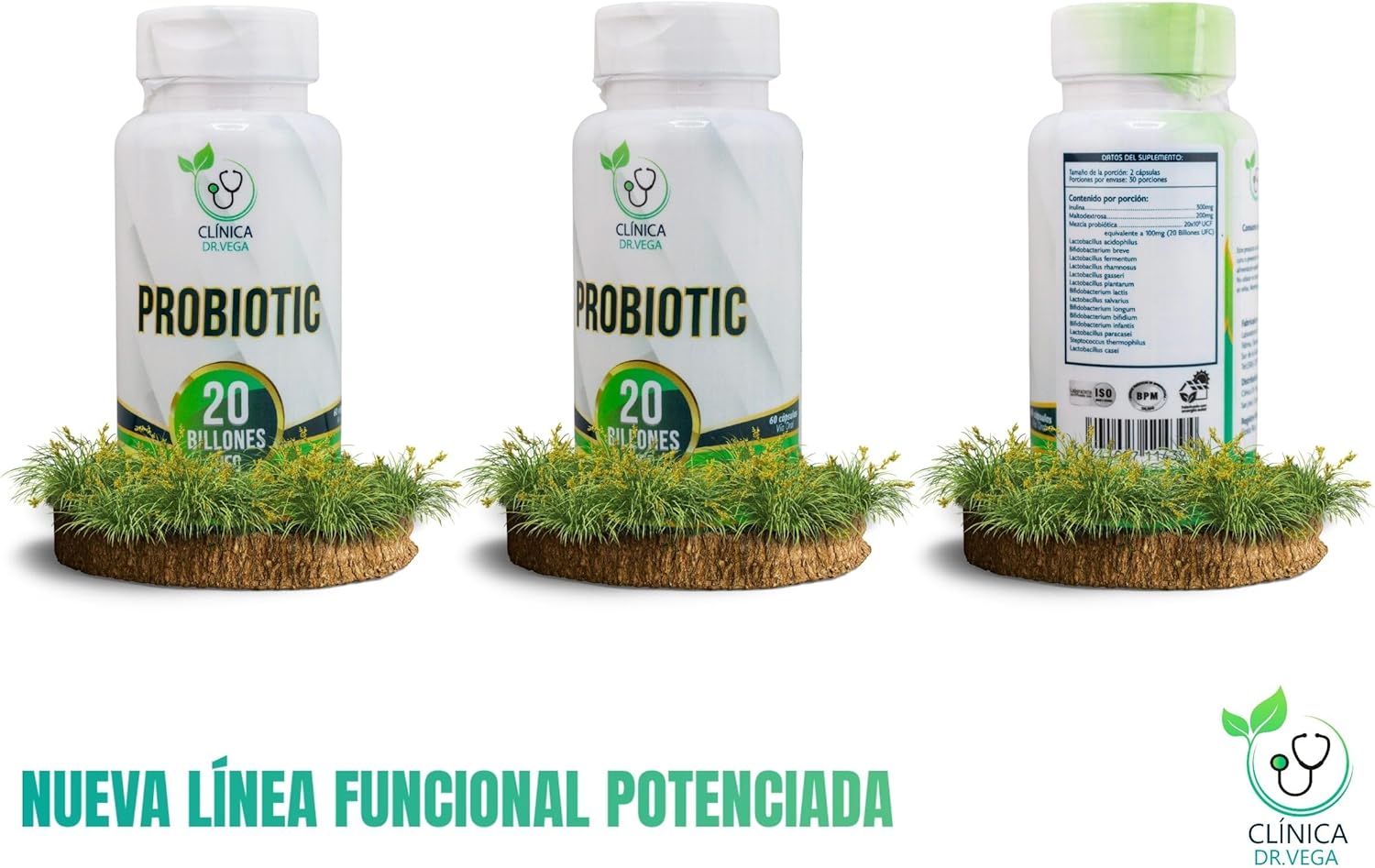 CLINICA DR. Vega Probiotic 20 Billion CFU with Inulin + 20x10 Culture Blend | Daily Support for Internal Balance & Wellness | Dietary Supplement | 60 Capsules