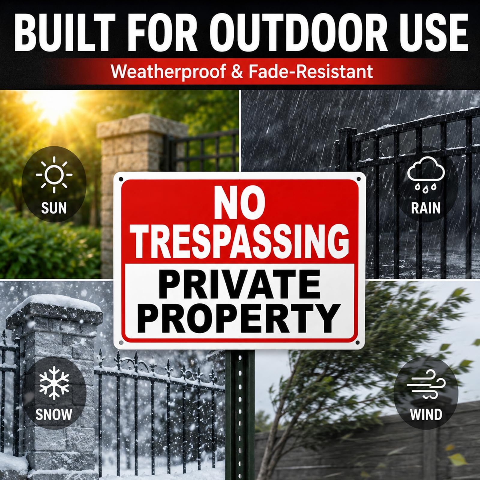 2 Pack No Trespassing Signs Private Property – 10x7 Inch 40 Mil Rust Free Aluminum, Reflective Warning Sign, UV Printed, Weatherproof & Easy to Mount, High Visibility Security Sign for Home & Business — Amazon image 9