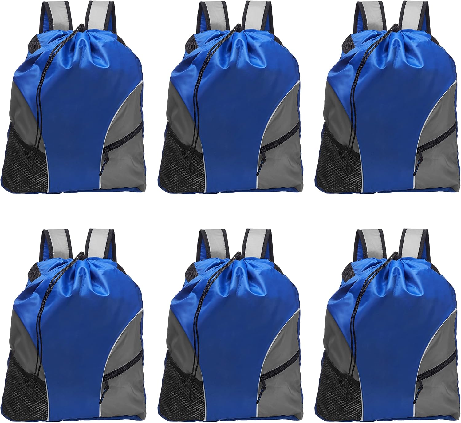 DISCOUNT PROMOS Custom Sporter Drawstring Backpacks Set of 6/12/24, Personalized Bulk Pack - Compact, Lightweight, Unisex Backpack - Blue
