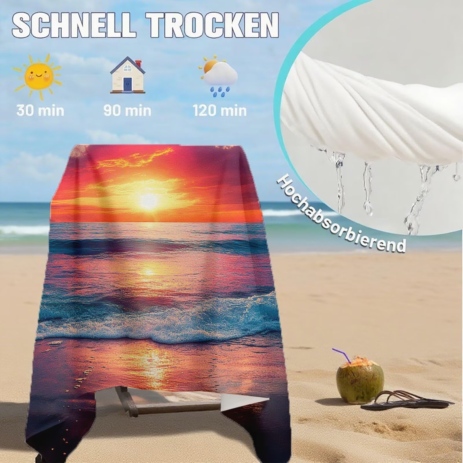 Toallas de Playa Microfibra Paisaje Toalla Playa Grande 180x90 cm Mujer Hombre Secado Rápido Absorbente Toallas Gimnasio Suave Sin Arena Ligera Toalla Microfibra para Playas Piscina Viajes Camping Q-9