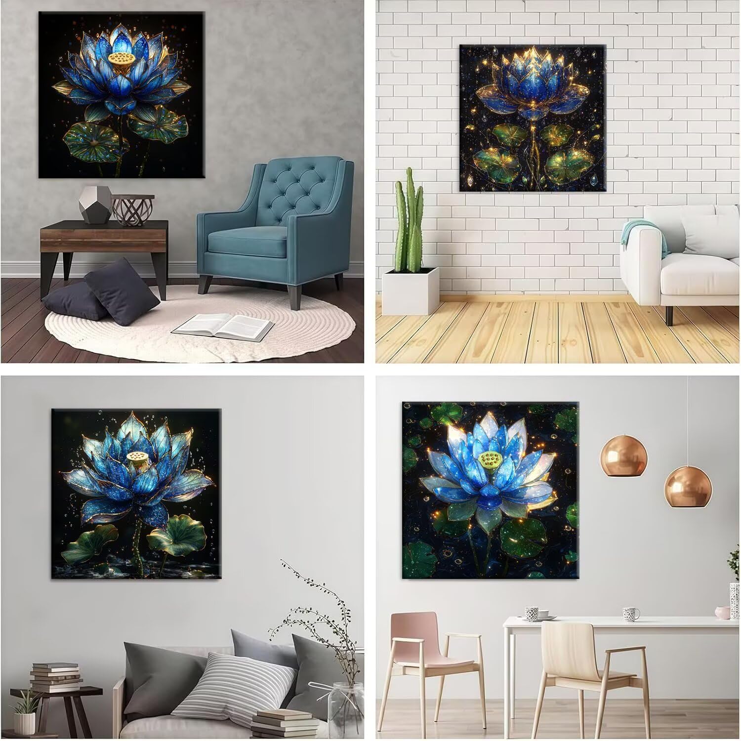 Diamond Painting Kit Flores de nenúfares, Pintar Diamantes Kit 80x80cm f780