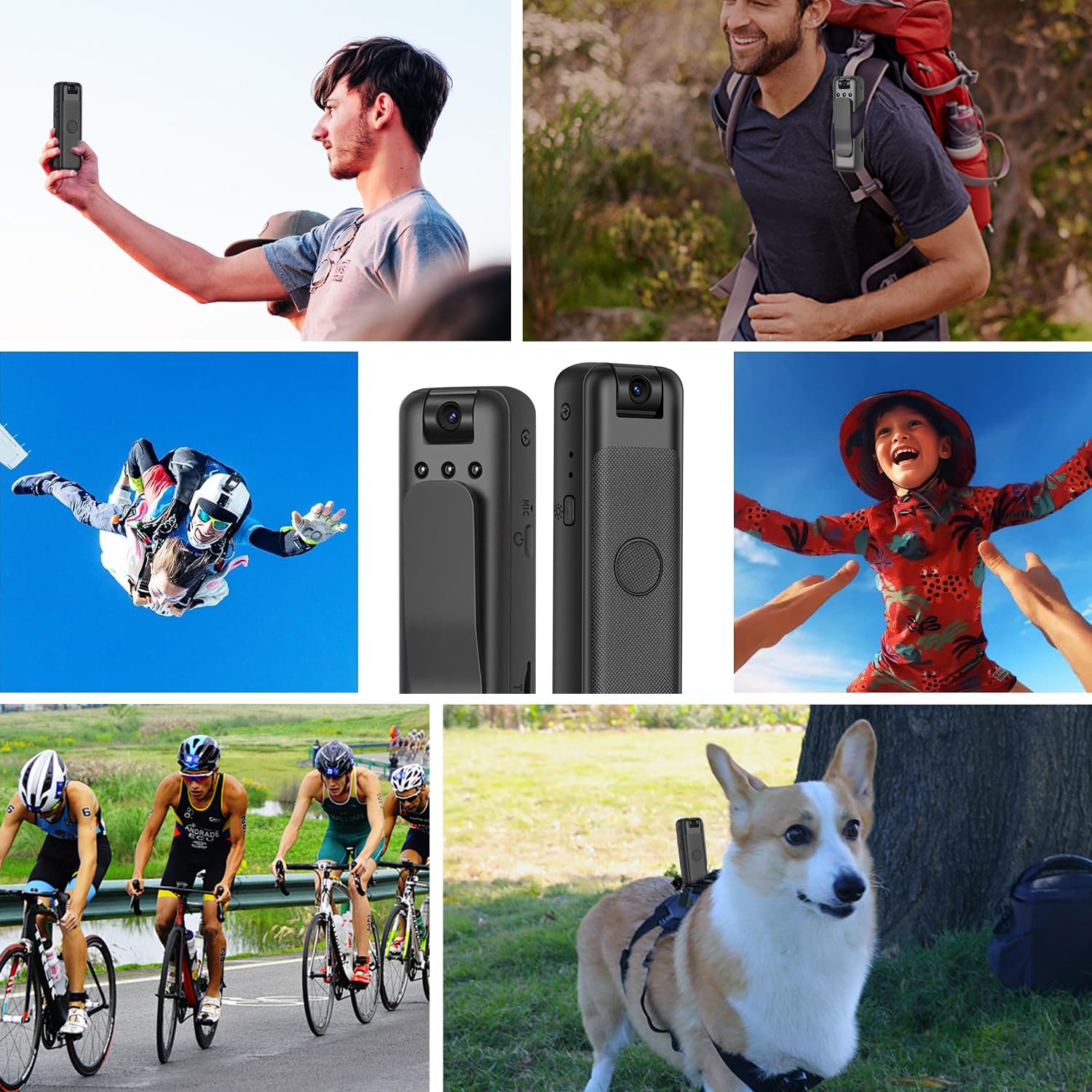Genérico Videocamera Sportiva 180 ° Grande Angolo Video, Videocamera Ring Shot, 1 Ora Di Durata Della Batteria 1080p HD IR Visione Notturna Telecamera WiFi per Sport All'aperto E Registrazione
