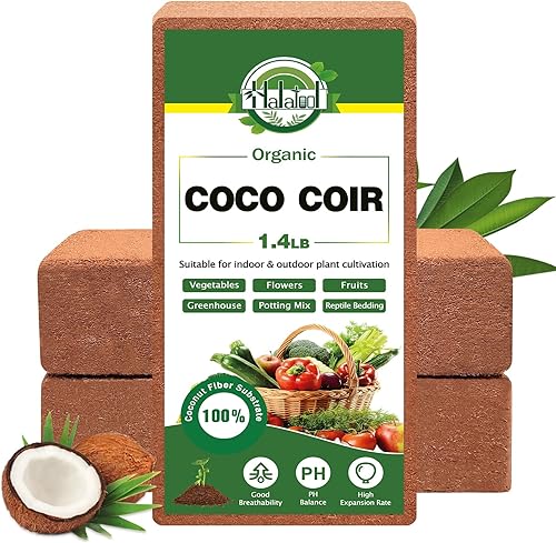 Halatool 3 piezas de ladrillo de coco orgánico comprimido natural ladrillos de coco coco mezcla de nutrientes para macetas con bajo equilibrio de EC
