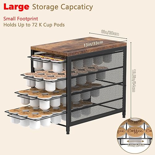 Miniatura 3 de NANANARDOSO Soporte para cápsulas de café para mostrador, cajón de cápsulas de café de 4 niveles para cajón de almacenamiento de tazas K,