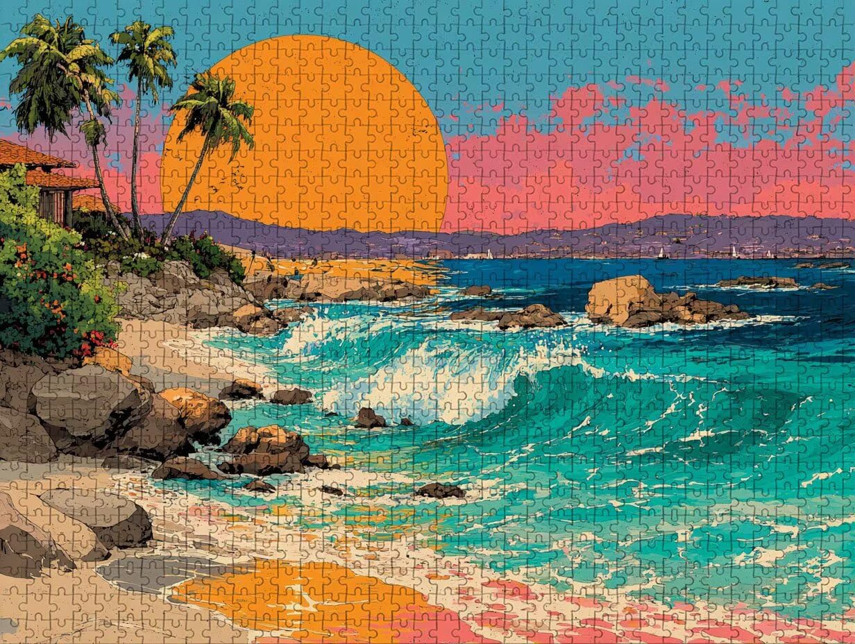 Ondas Puzzle Madera 5000 Piezas, Sunset Puzzle Adultos con Caja 156x105cm, Rompecabezas Desafiante, para Hombres Mujeres Adolescente, Juegos de Rompecabezas Creativos, Decoracion Hogar Regalo, 2-1479
