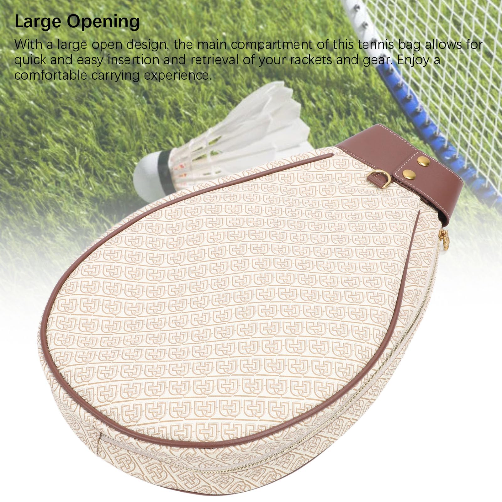 Borsa a Tracolla Da Tennis per Le Donne, Borsa Monospalla Stampata Con Grande Apertura Borsa Portatile per Racchette Da Tennis Resistente All'acqua Con Piccola Borsa Da Appendere