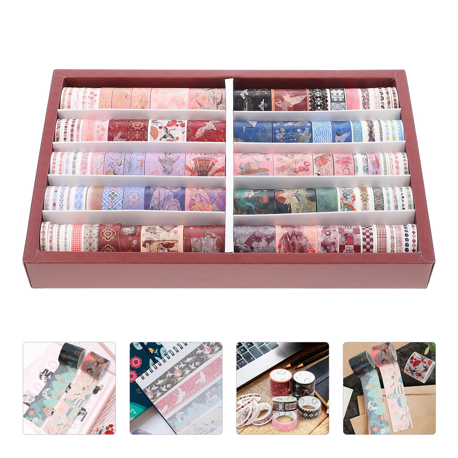 Washi Tape und Kreative Selbstgemacht Projekte für Scrapbooking 100 Rollen aus Japanischem Papier mit Festem und Handreißfunktion Dekorationsband Dekoratives