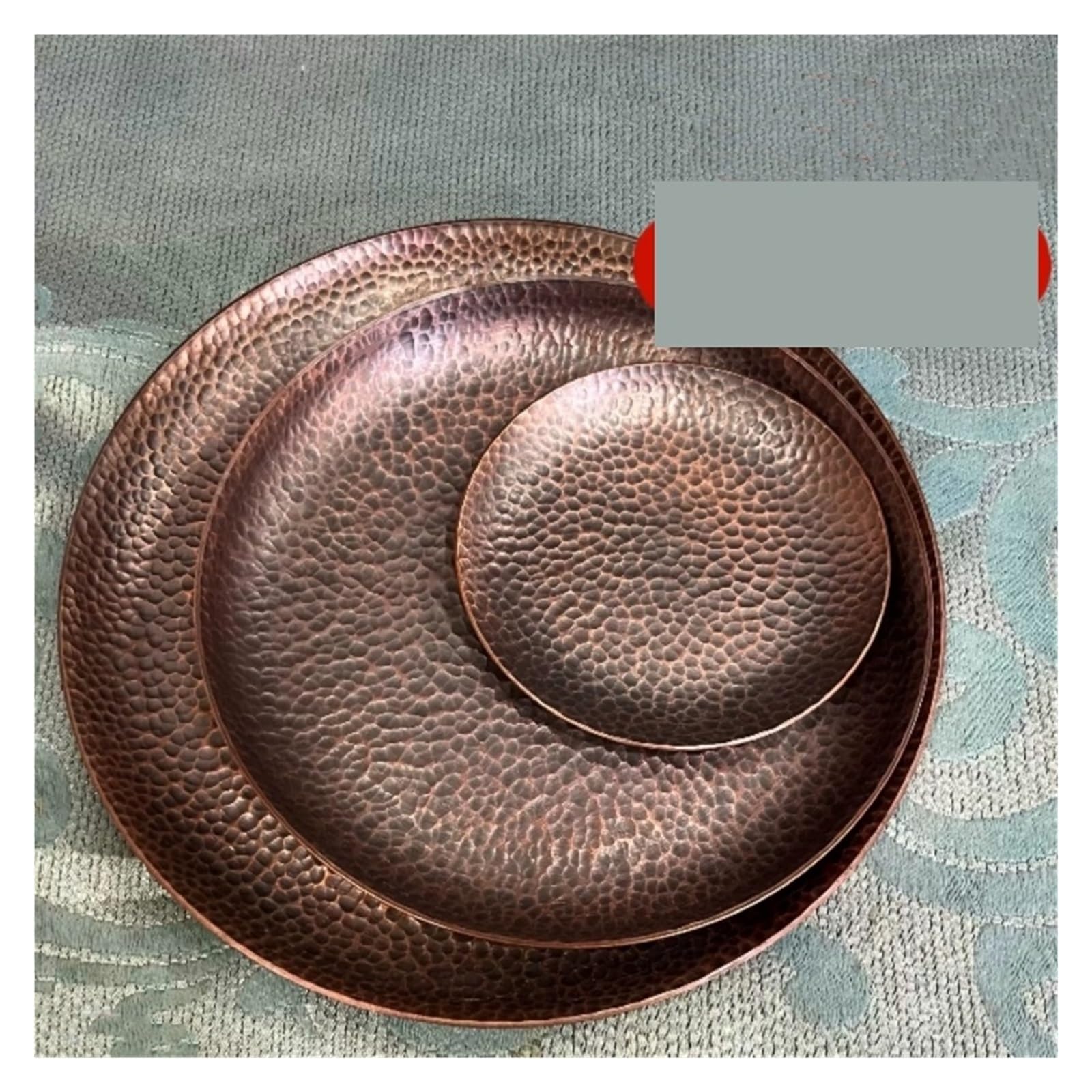 Plateaux Martelés Plateau de Tasse à café en cuivre Pur Vintage | Fromage maison de disque de tasse de thé de texture de marteau fabriqué à la main(10cm)