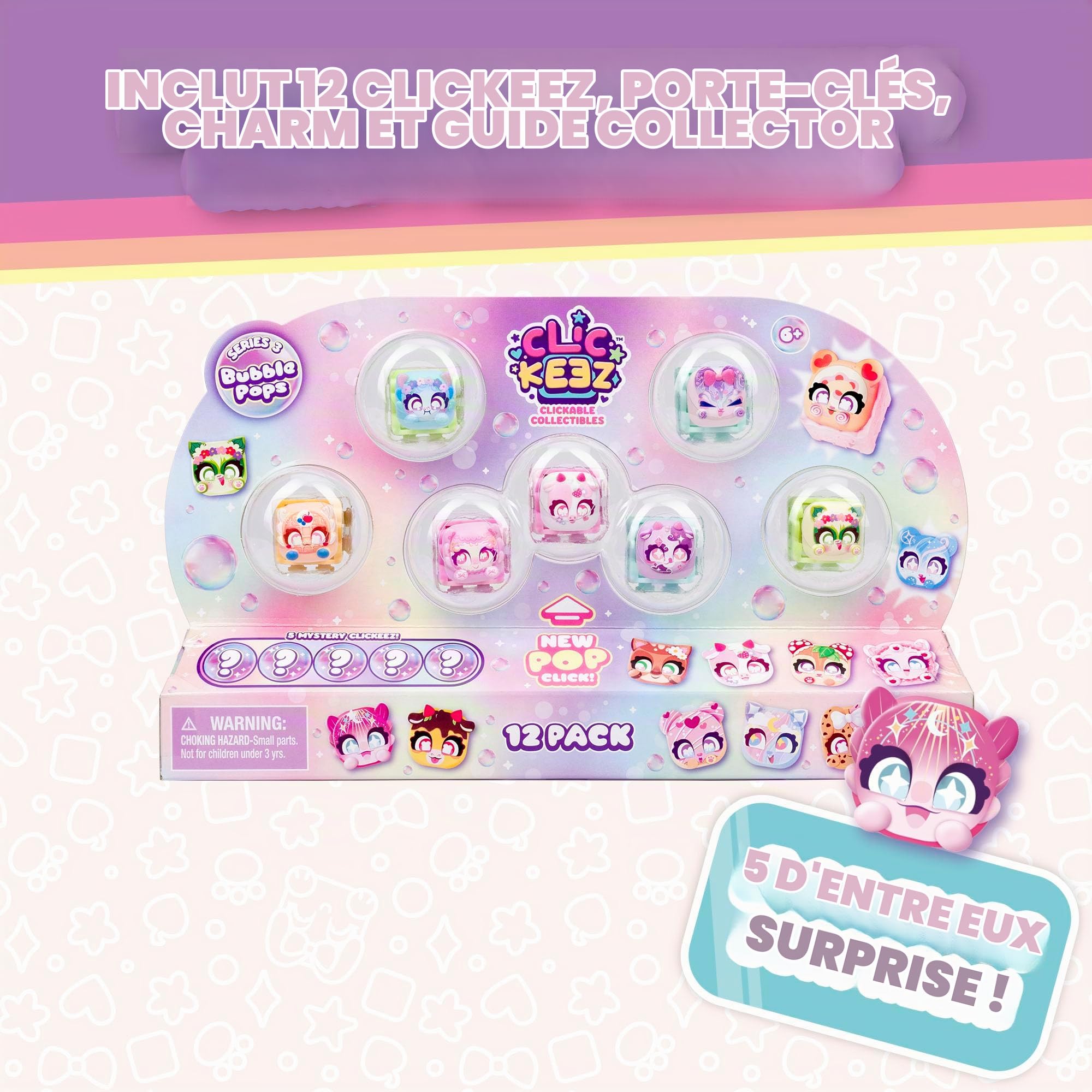 Bizak Clickeez 64557202 Série 3 Pack de 12 Touches Surprise + 6 Ans