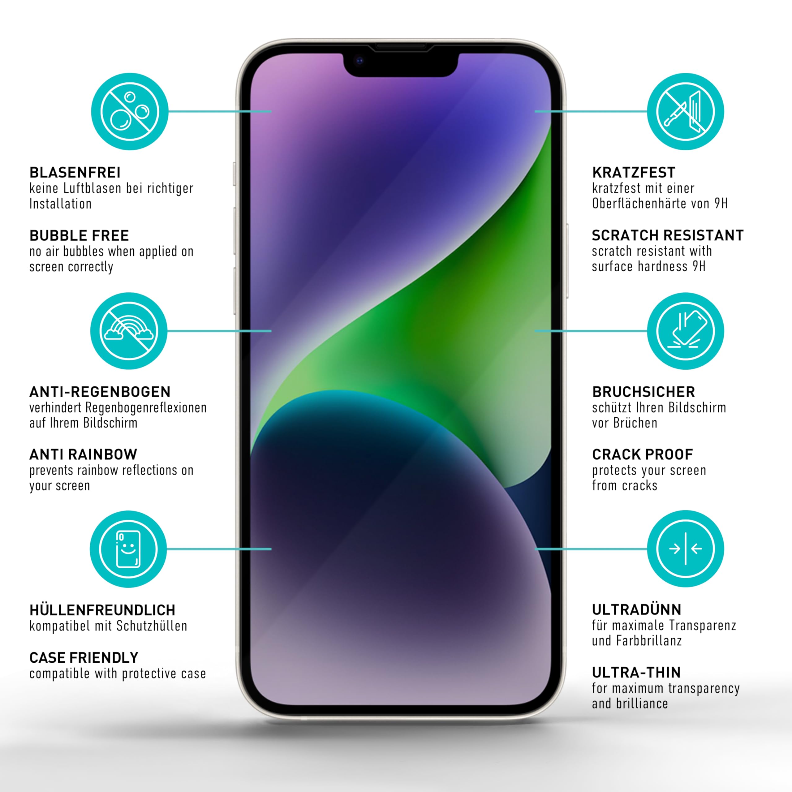 Smartect Vetro Temperato Privacy Per IPhone 14 Pro Max – 2 Pezzi Con Cornice Di Installazione, Antigraffio 9H, HD