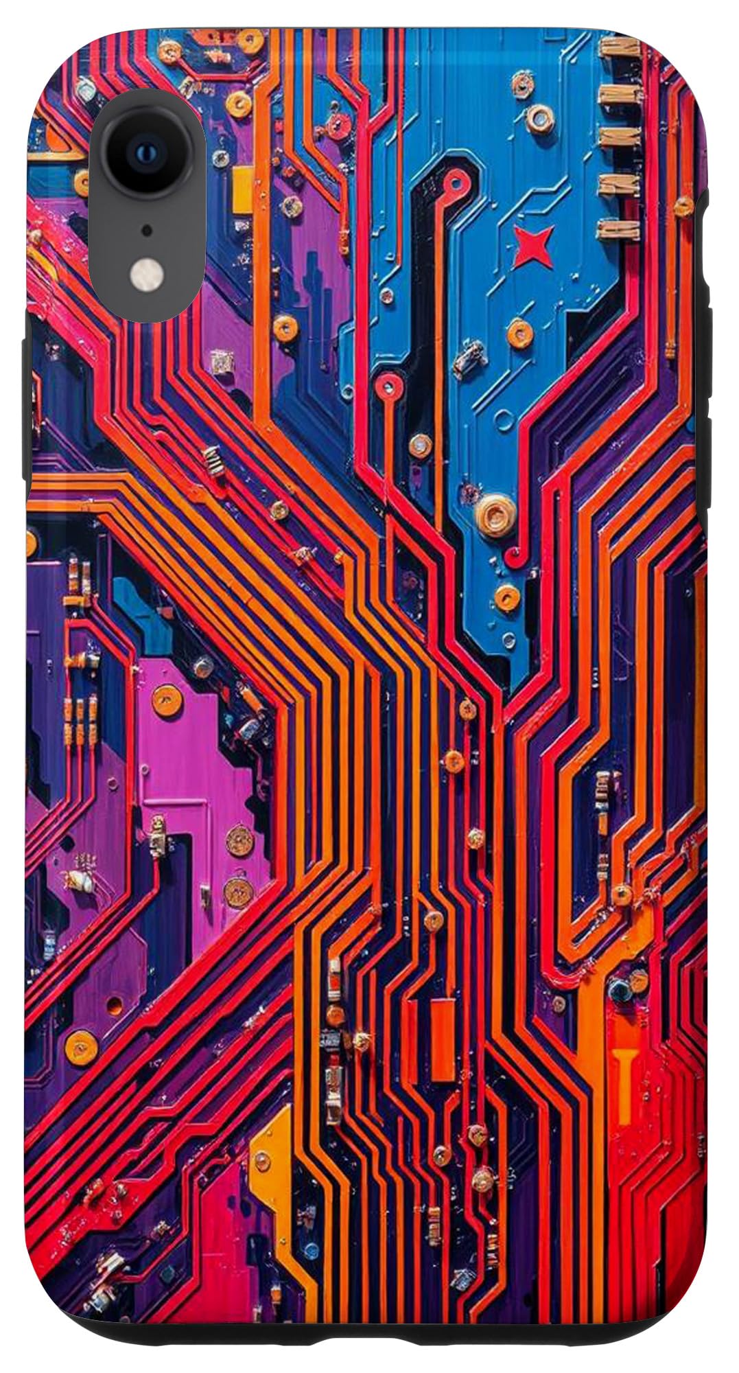 Detailed Motherboard Schematic with Electronic Circuits Case for iPhone XR