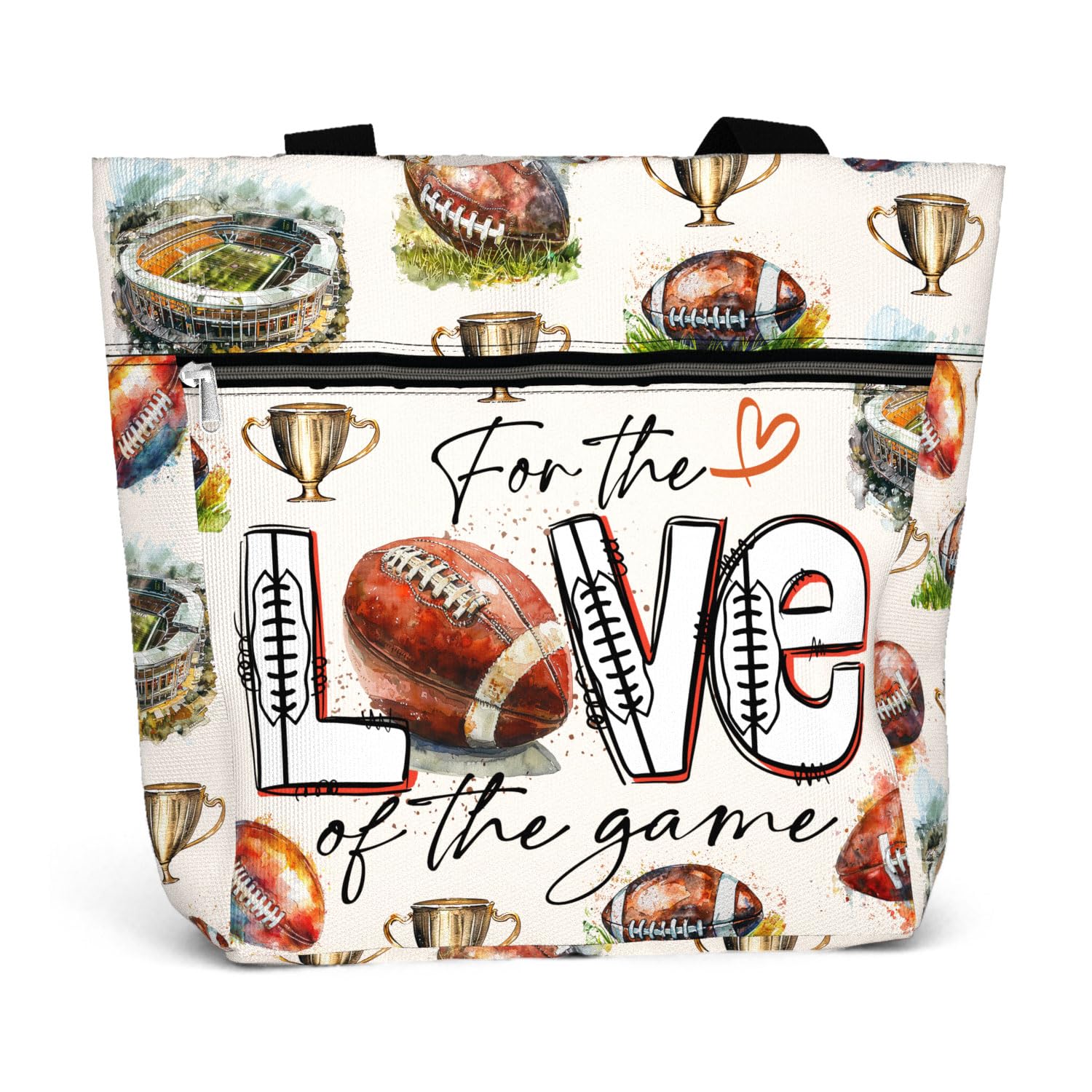 84hoods Waterproof Tote Bag with Pockets and Zipper for Work. Shoulder Bag for Women. Gift for Football Player Lover Fan.