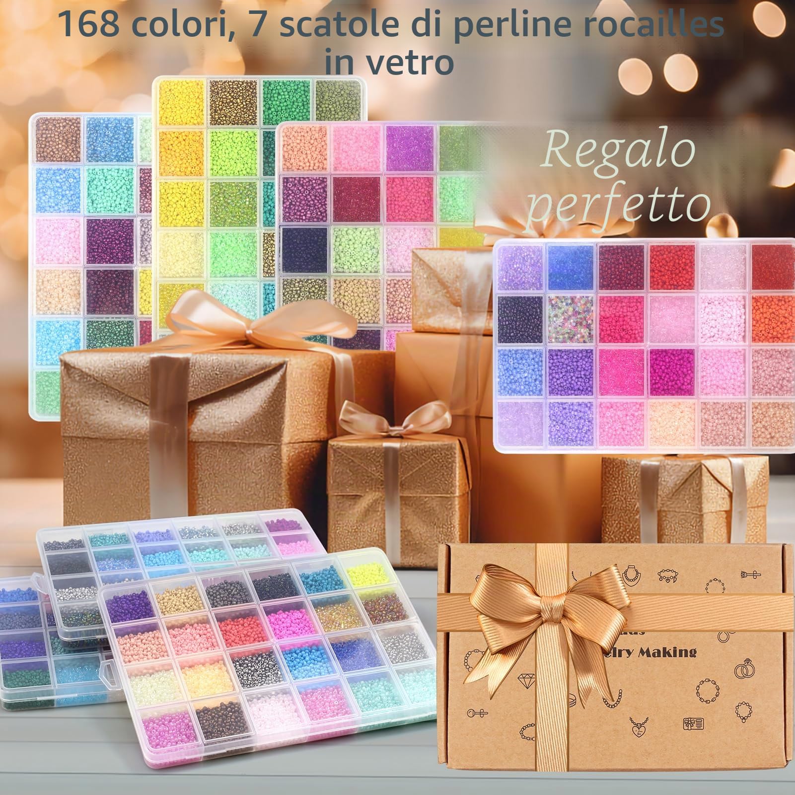 168 Colores Perline per Braccialetti 44506 Pezzi - Kit Bigiotteria Fai da Te Bambina con 450 Lettere, Perline Sorridenti e Ciondolo Charms 3mm per Gioielli