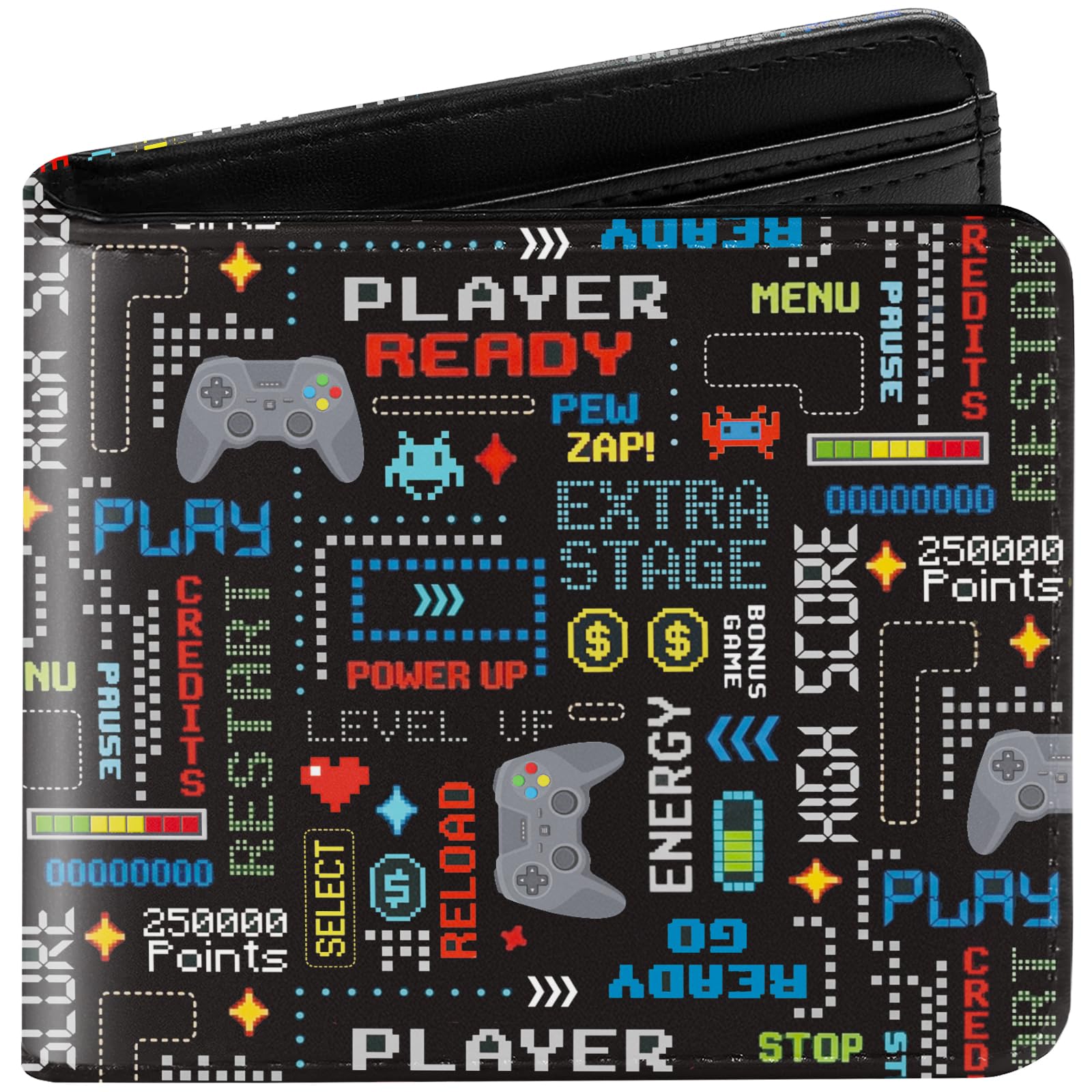 Kids Wallet for Boys, Gamer Boys Wallet for Kids Ages 4-5-6-7-8-9-10-11-12-13-14-15-16, Gaming Wallet for Teen Boy, Video Game Christmas Birthday Gift Stocking Stuffer for Teenage Teenager Leather