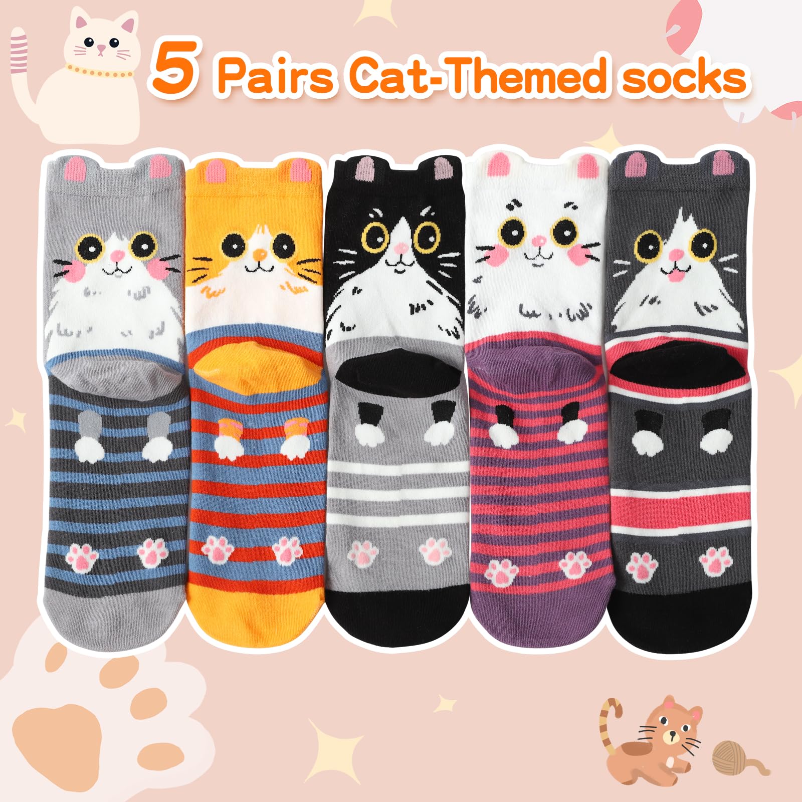 Kyralyn Birthday Gifts for Women Her Cat Socks, Cute Gifts Socks for Cat Lover Mum Teenage Girls Ladies Girlfriend Sister Nana, Unusal Surprise Friendship Besties Retirement Anniversary Present Idea - 3