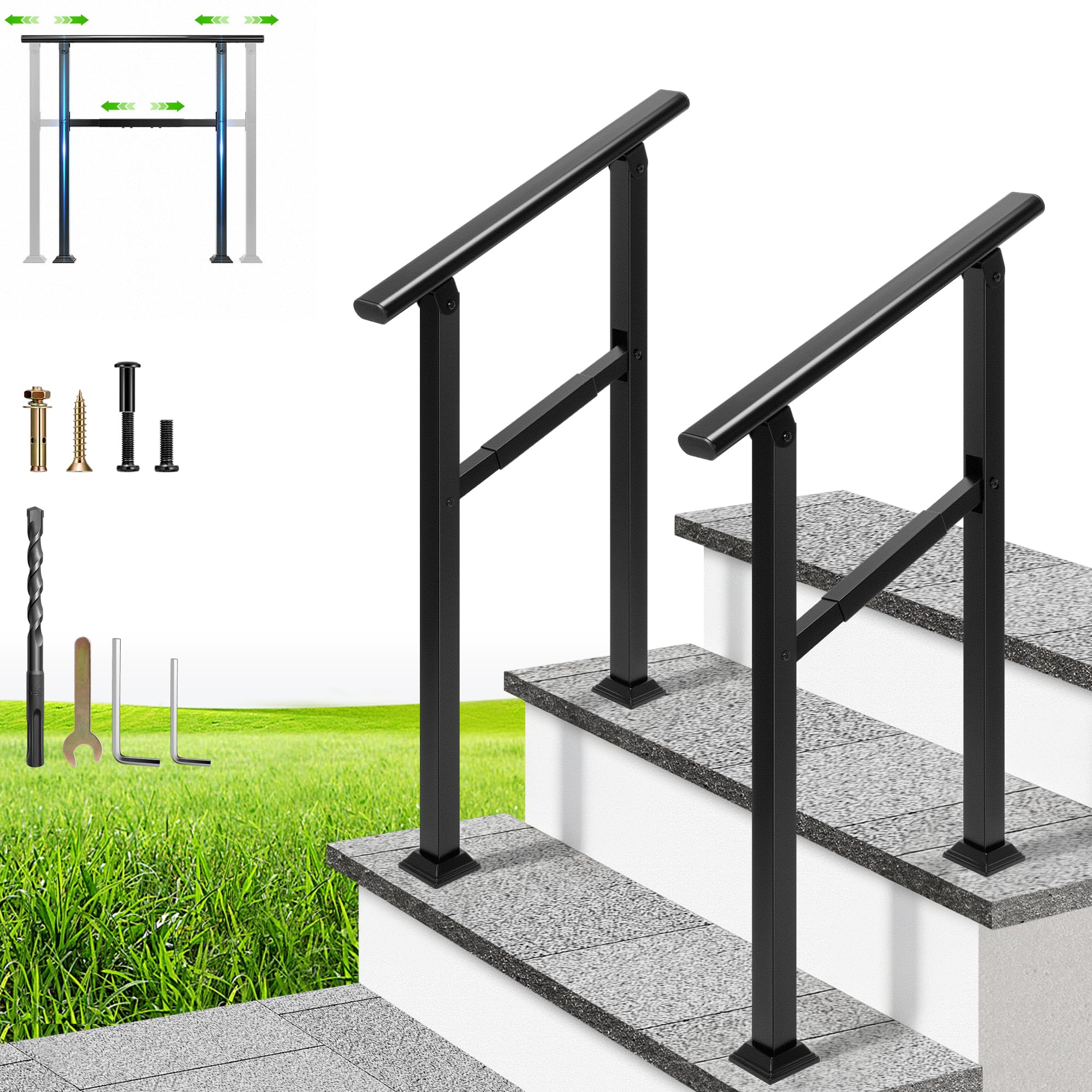 VIVOHOME Oval Adjustable Handrails 2-Pack