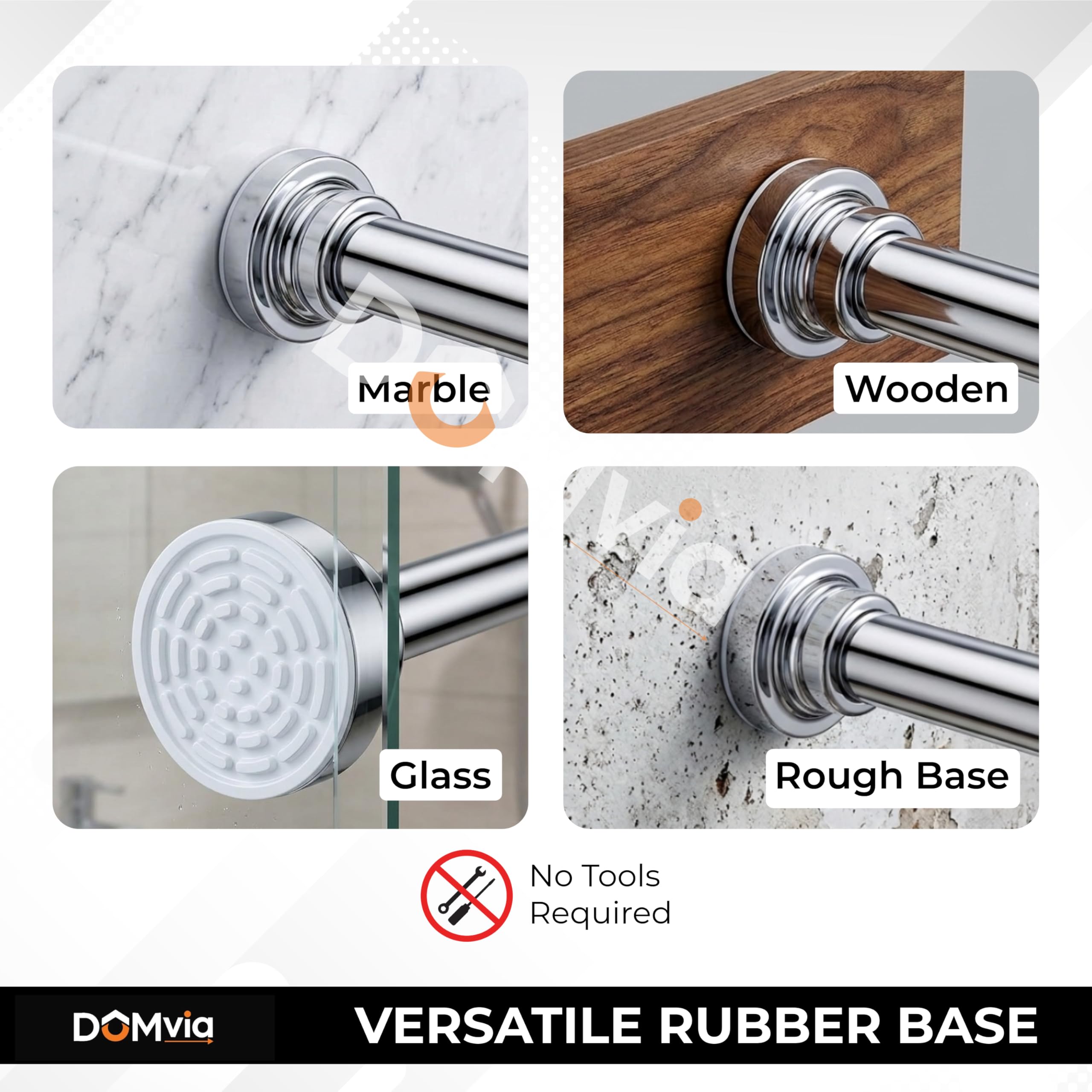 Adjustable Curtain Rod Without Drilling | Extendable Curtain Rod | Stainless Steel | Anti-Skid | 80—140 CM | For Bathroom, Window & Wardrobe — Silver — Amazon image 7