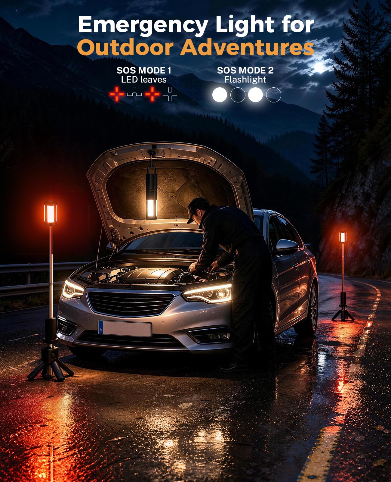 【Teleskop Wiederaufladbares Campinglicht】12000mAh Tragbare Campingleuchten mit Ständer - Outdoor Faltbare Campinglaternen mit 7200/5000/3600K Dimmbar IPX5 Wasserdicht für Wandern Camping