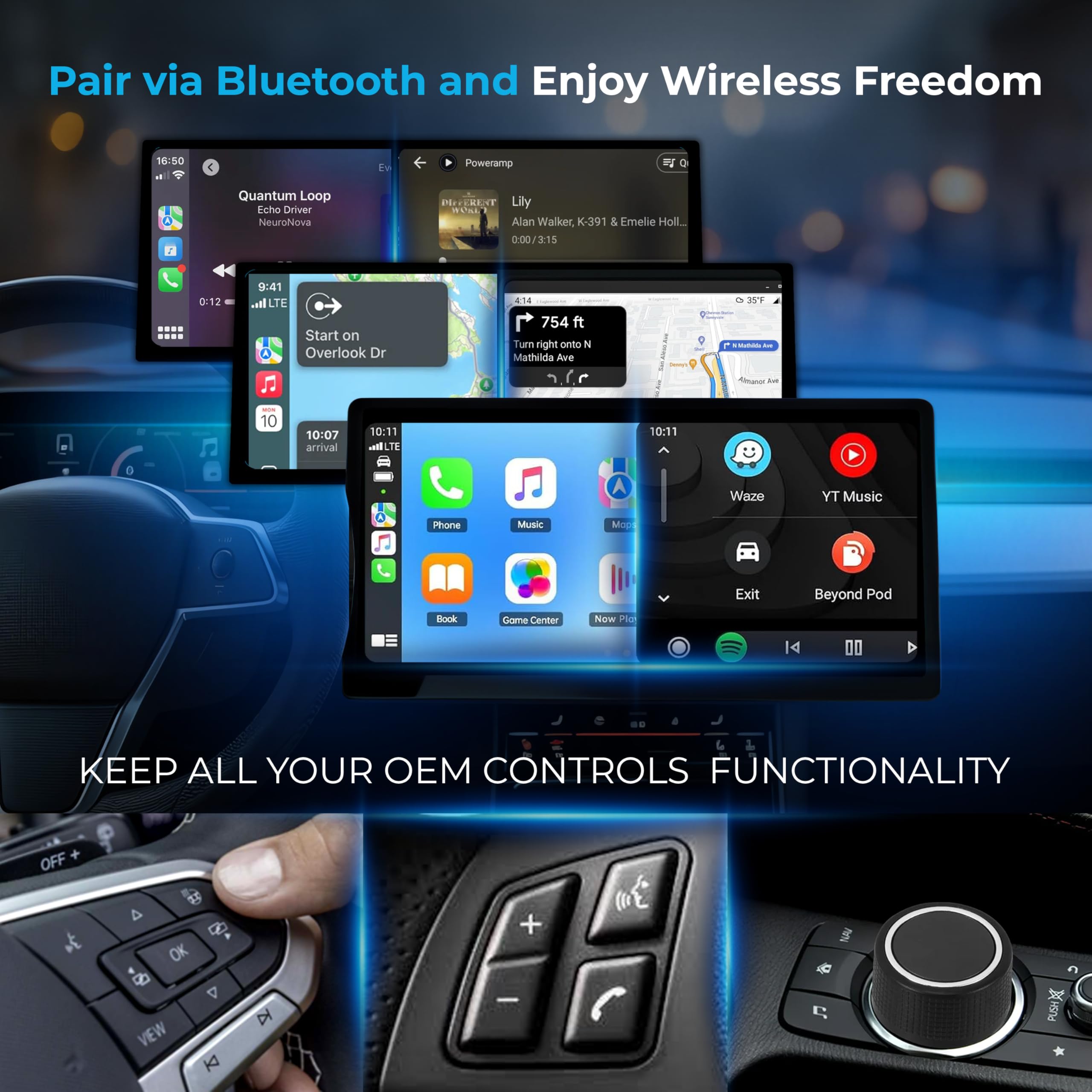 Autosky CPHM2 - Adaptador HDMI CarPlay y Android para TV de Coche, Convierte CarPlay o Android en conexión HDMI inalámbrica