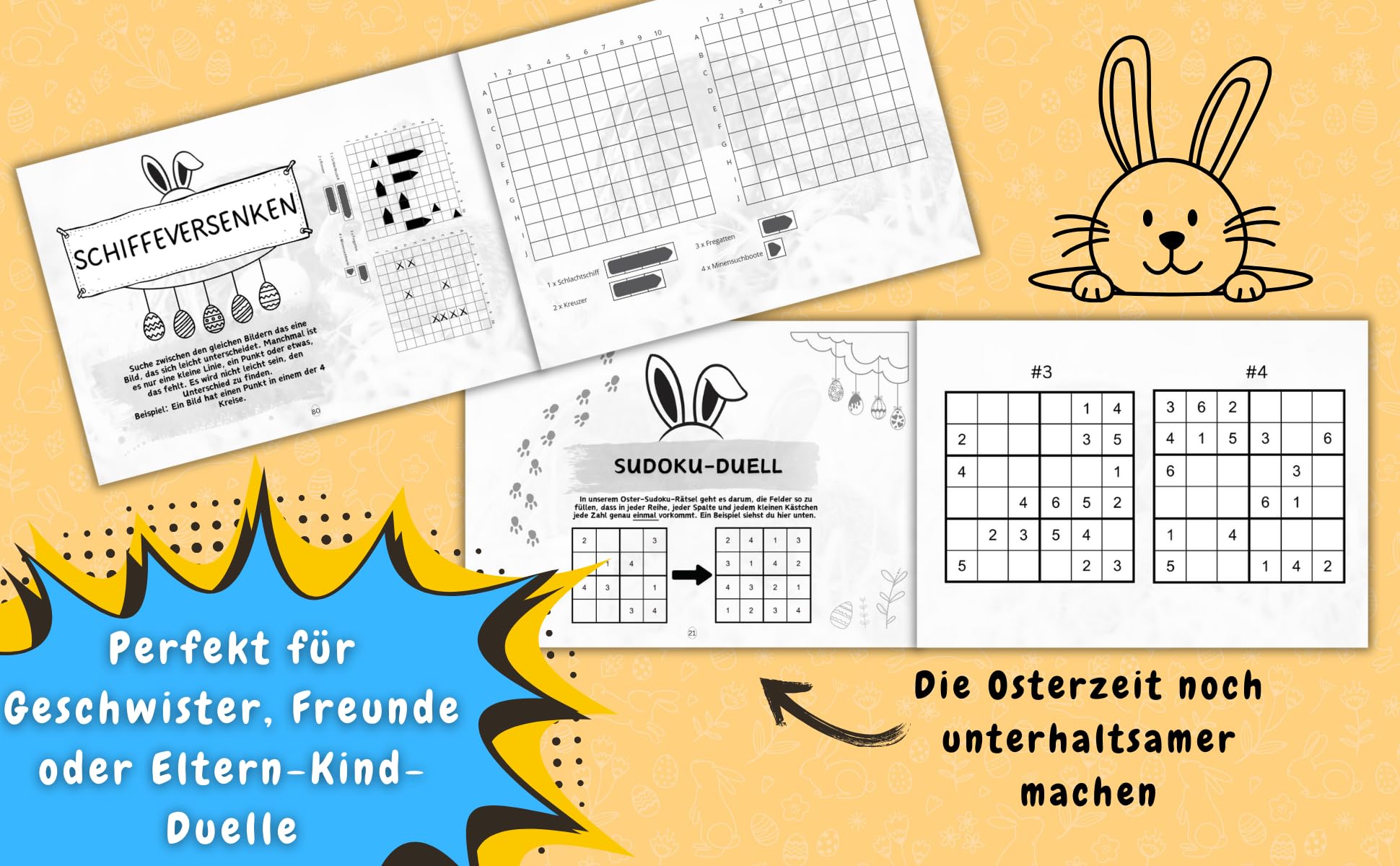 Das große 1gegen1 Oster-Duell: Das perfekte Ostergschenk | Mit Oster-Quiz, Sudoku, Labyrinthen und weiteren spannenden Duell-Aufgaben für Zwei! Spielend durch die Osterzeit!