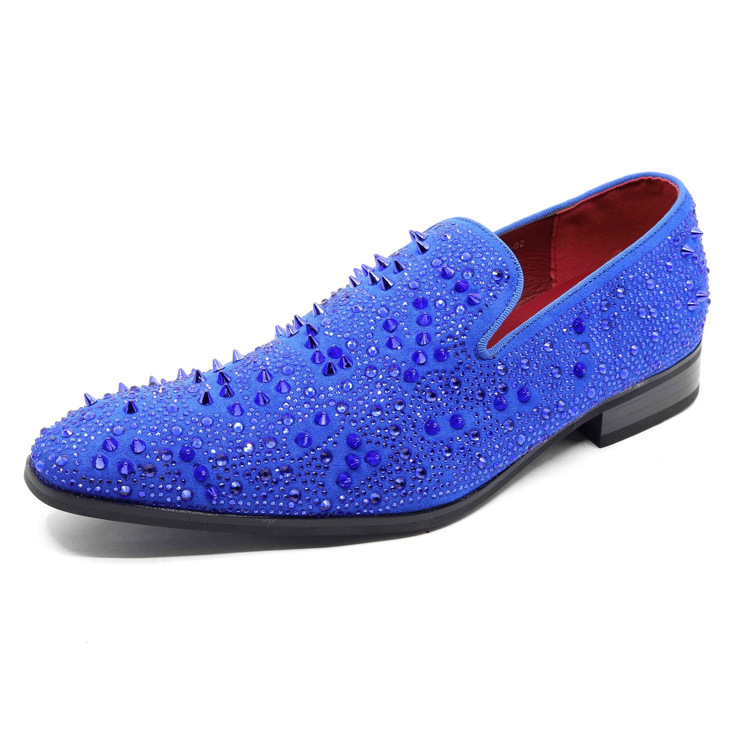 MetrocharmMen's Vintage Spike Rhinestone Designer Classic Smoking Dress  Fashion Loafers Slip On Shoes EXOTIC-02