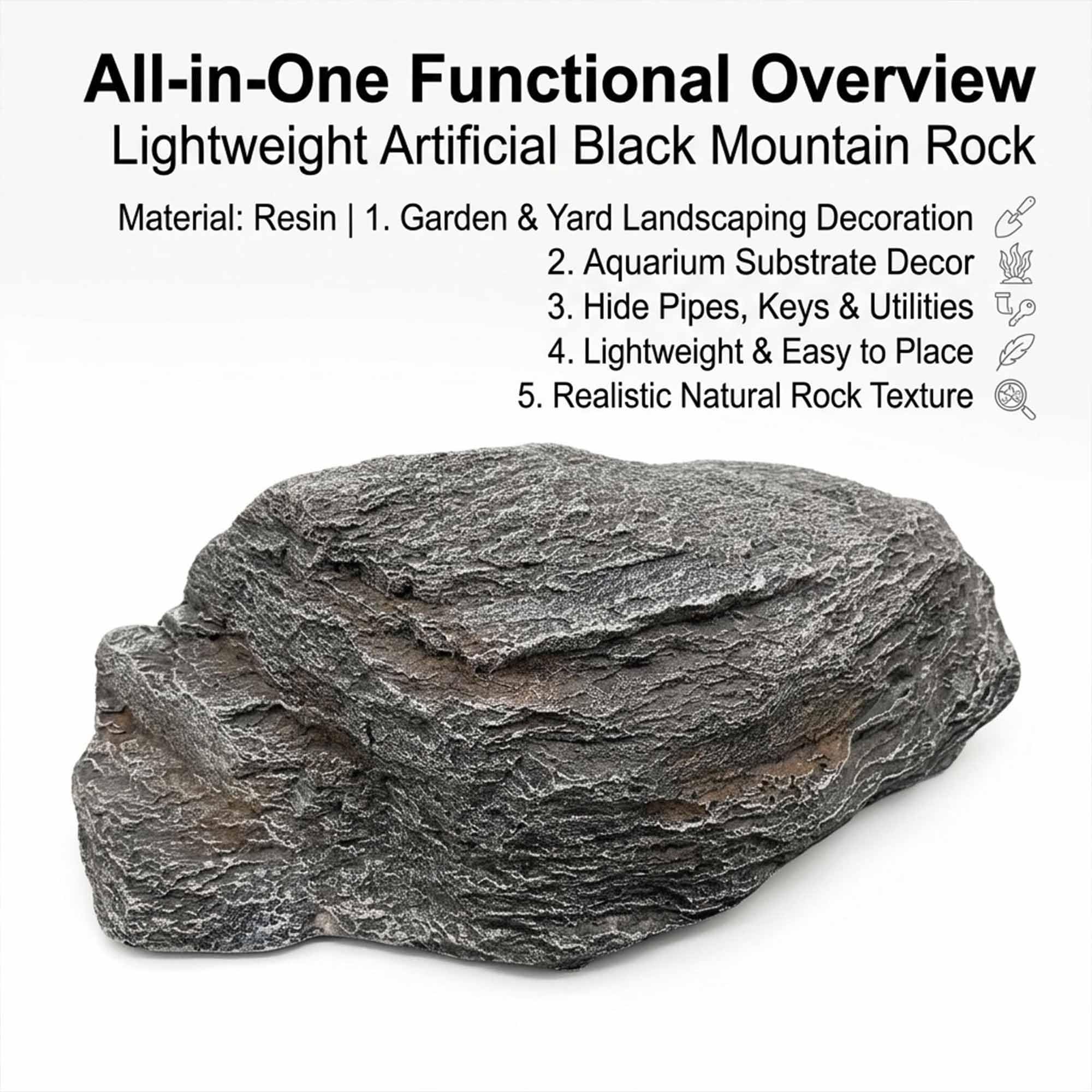Künstliche Felsen für den Garten, Deko-Felsen in Natursteinoptik | Für Garten, Hof, Teich, Aquarium, zum Abdecken technischer Installationen & zur Gartengestaltung(37x26x12cm)