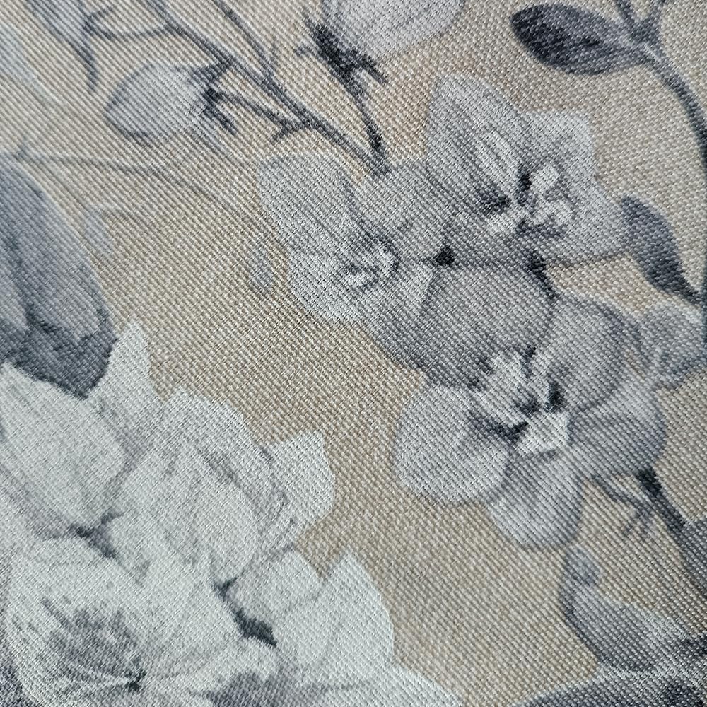 LaFábricadelasTelas - Falda o Ropa de Mesa Camilla Redonda Primavera Verano Loneta Estampada Flores algodón, Faldón Faldilla enagüilla (Gris-Azulado, 100 cm diámetro)