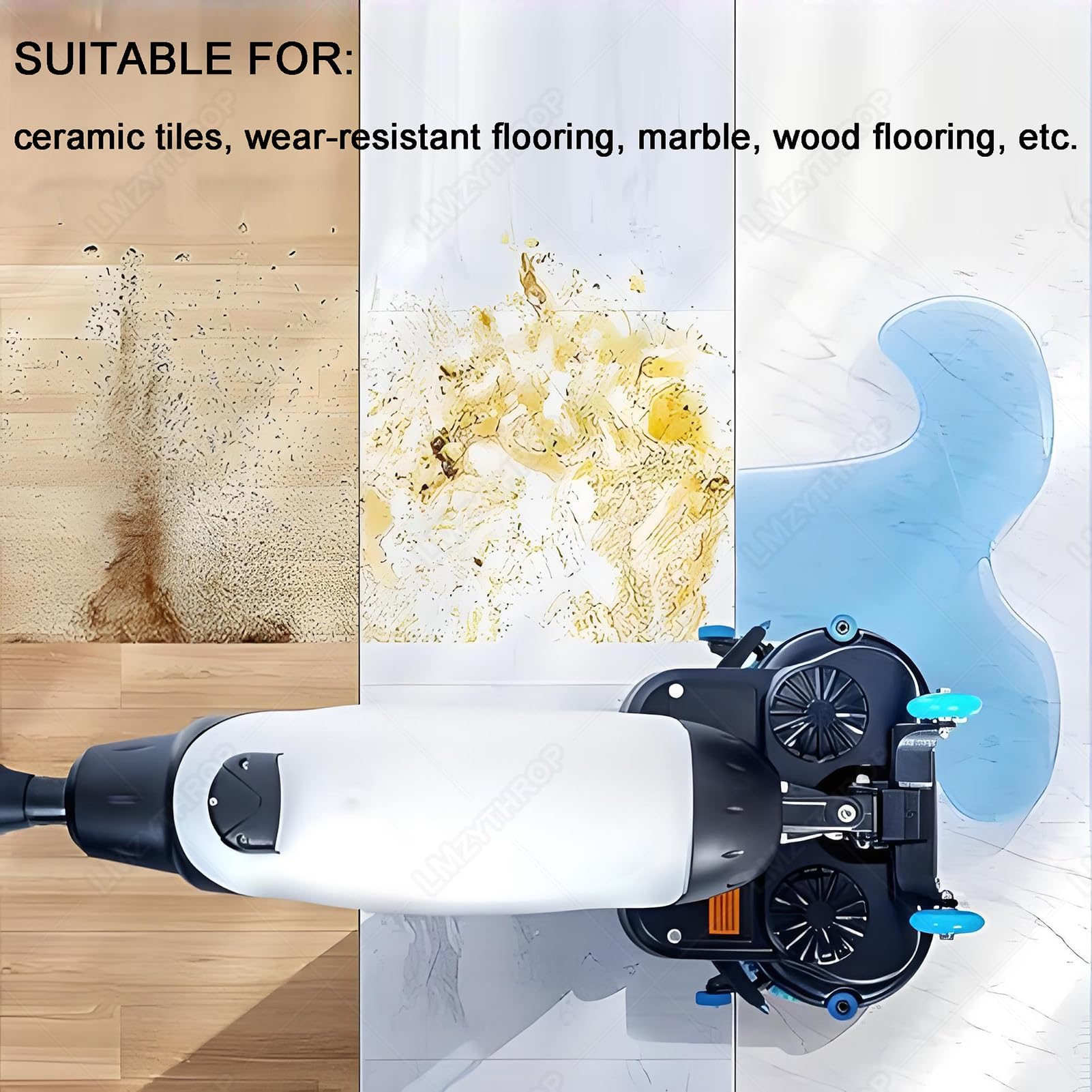 Mini limpiador de suelos, máquina de limpieza ultra compacta de 17 pulgadas para el hogar, oficina, baños y pequeños espacios comerciales, ideal para azulejos y suelos sellados