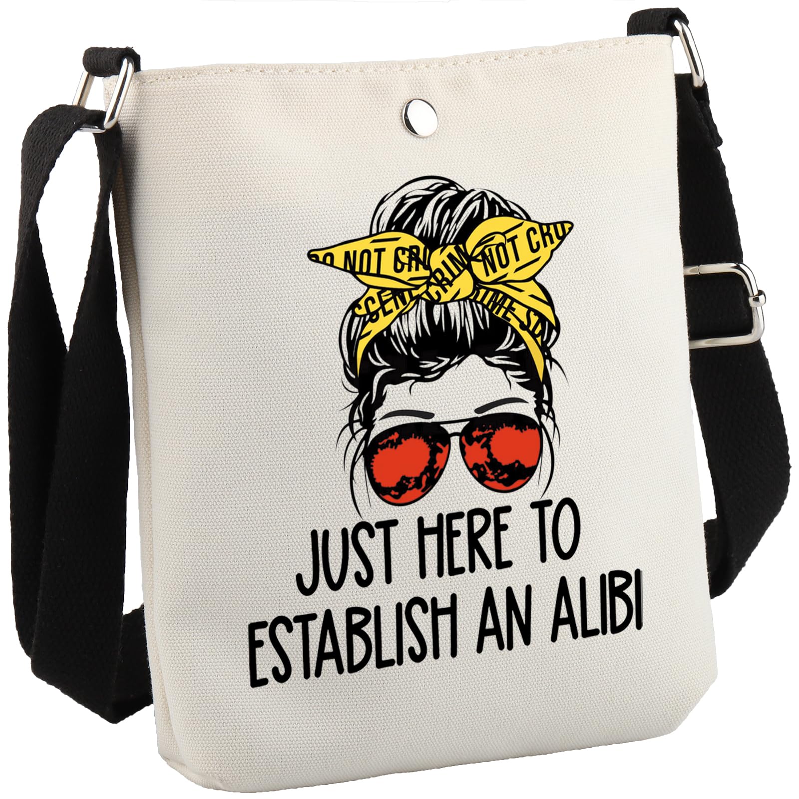 True Crime Gift Seriel Killer Gift Just Here to Establish and Alibi Crossbody Bag for Crime Show Fan