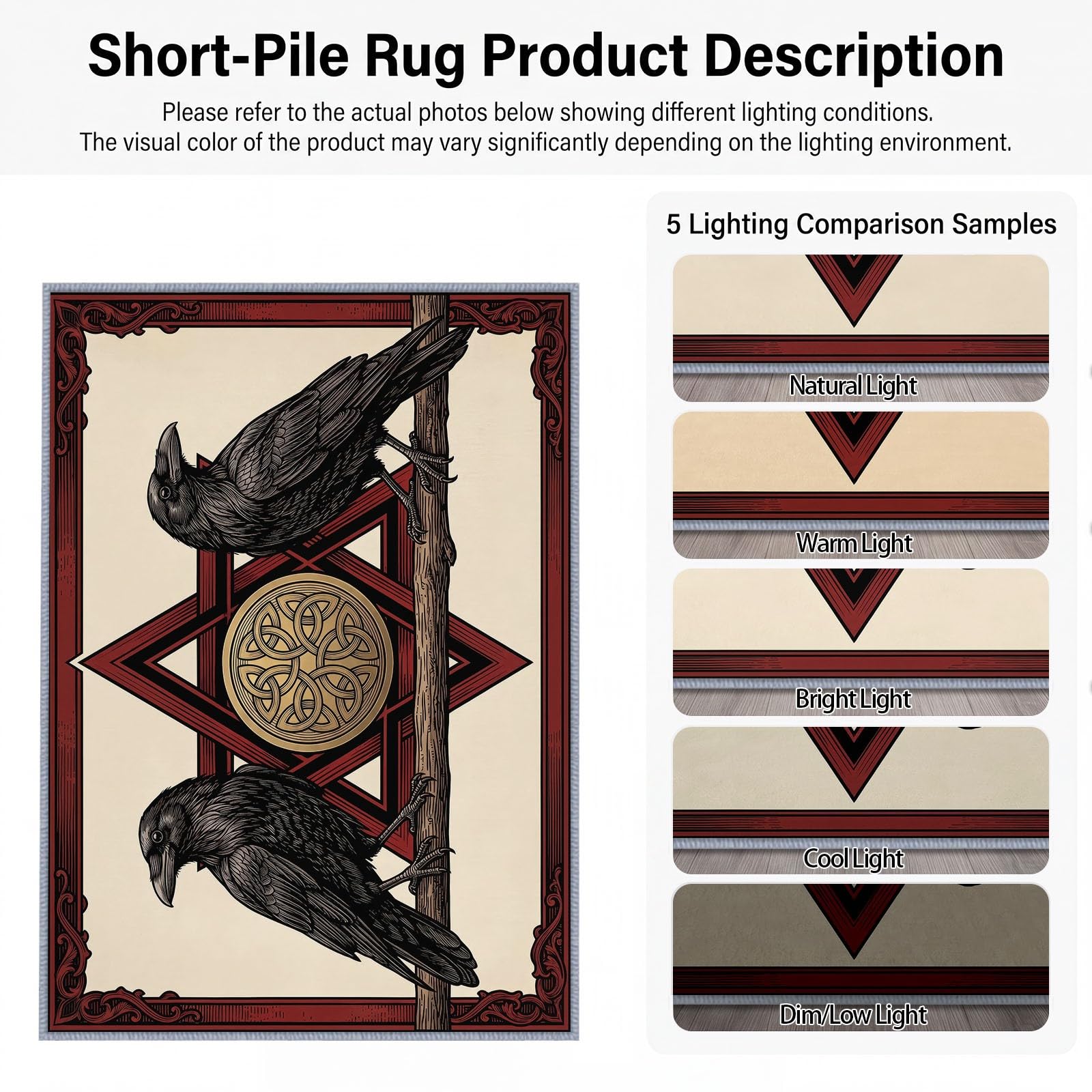 140 x 200 cm Tapis Antidérapant de Salon Fantaisie Animaux Corbeau Hexagone, Beige Grand Tapis à Poil Ras Doux Lavable en Machine avec Motif Imprimé pour Chambre Enfant Chambre Salle à Manger